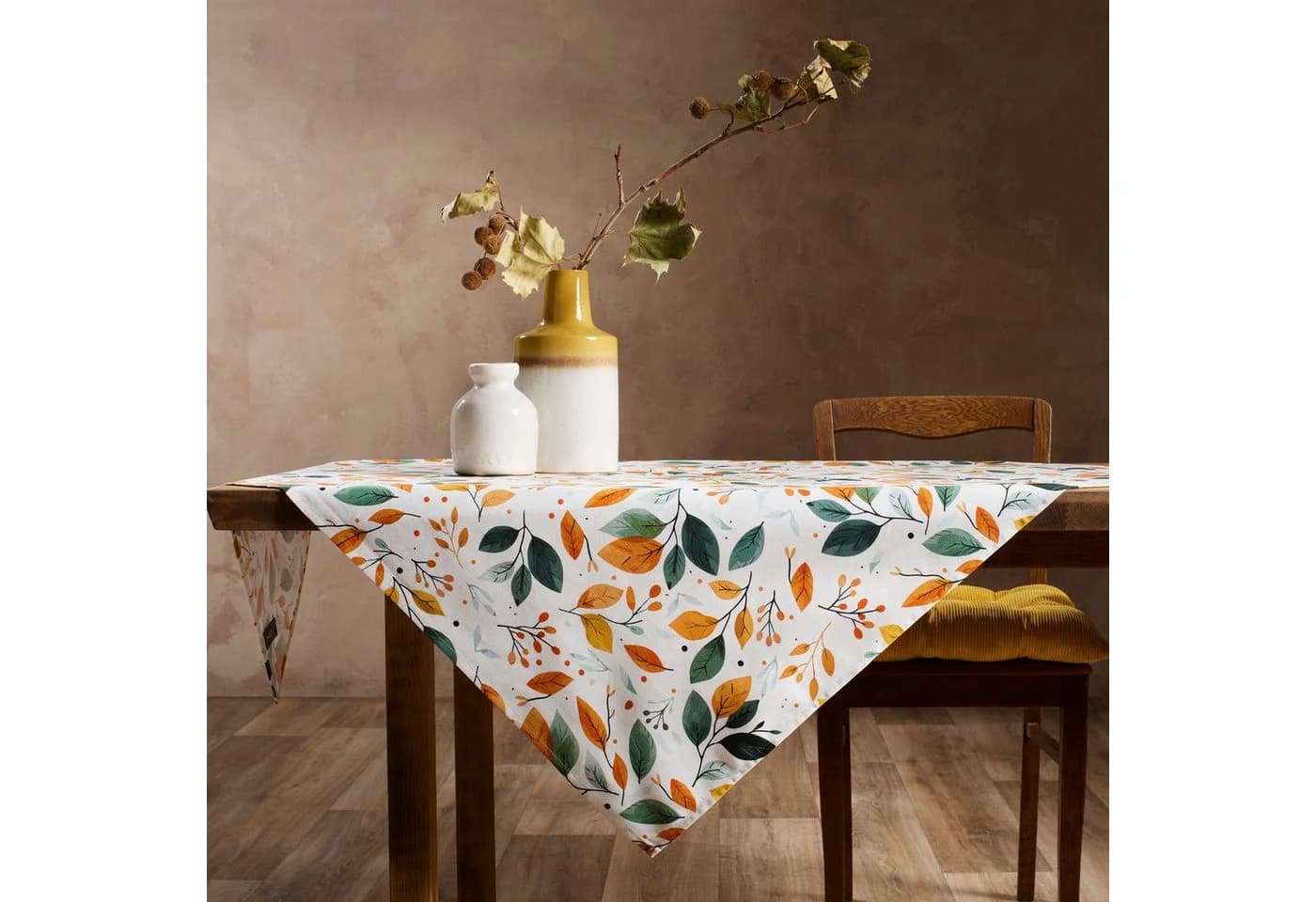REDBEST Mitteldecke Blatt Design 100% Baumwolle Bunt
