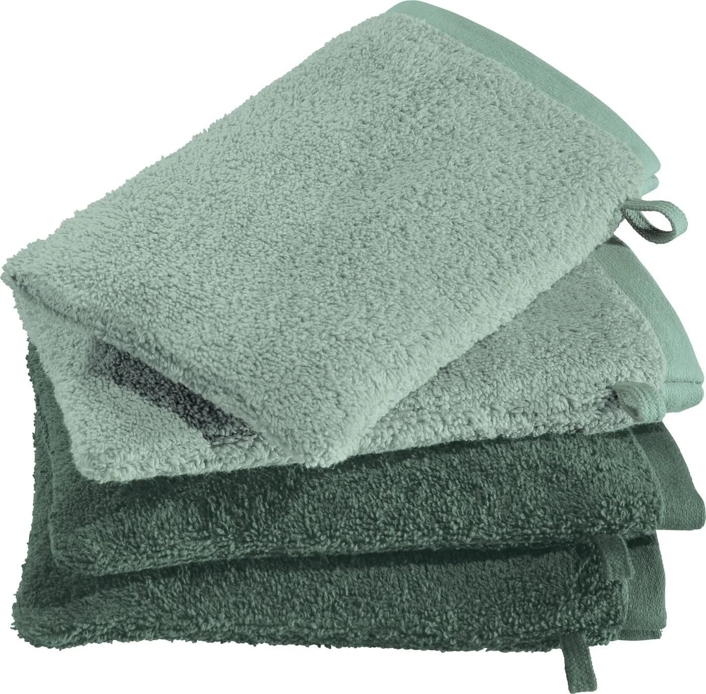 Erwin Müller Waschhandschuh "Bühl" 4er-Pack Frottier Uni Grün - Bild 2