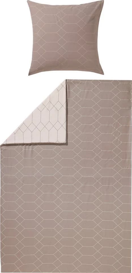 REDBEST Wendebettwäsche Mako-Satin Taupe/Creme Grafik Design - Bild 2