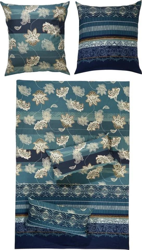 Erwin Müller Bettwäsche Jersey Paisley Blumen Ornamente Blau - Bild 2