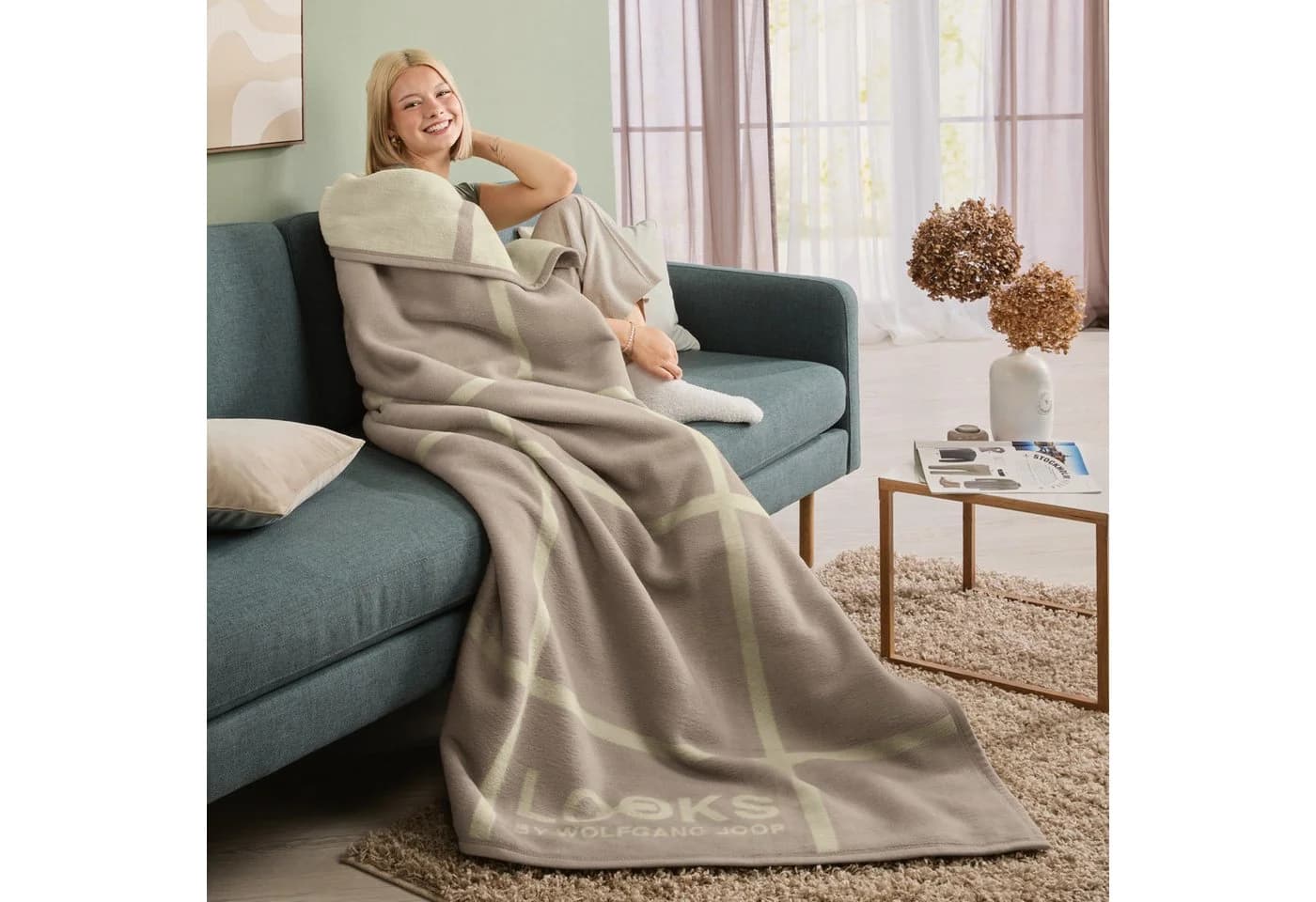 LOOKS by Wolfgang Joop Wohndecke 2er-Pack Karo Jacquard - Bild 4