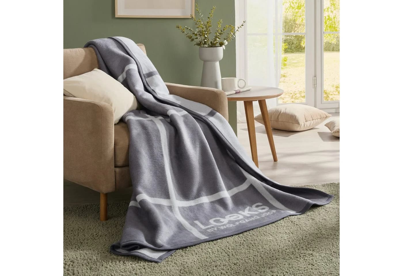 LOOKS by Wolfgang Joop Jacquard Wohndecke 2er-Pack Karo - Bild 3