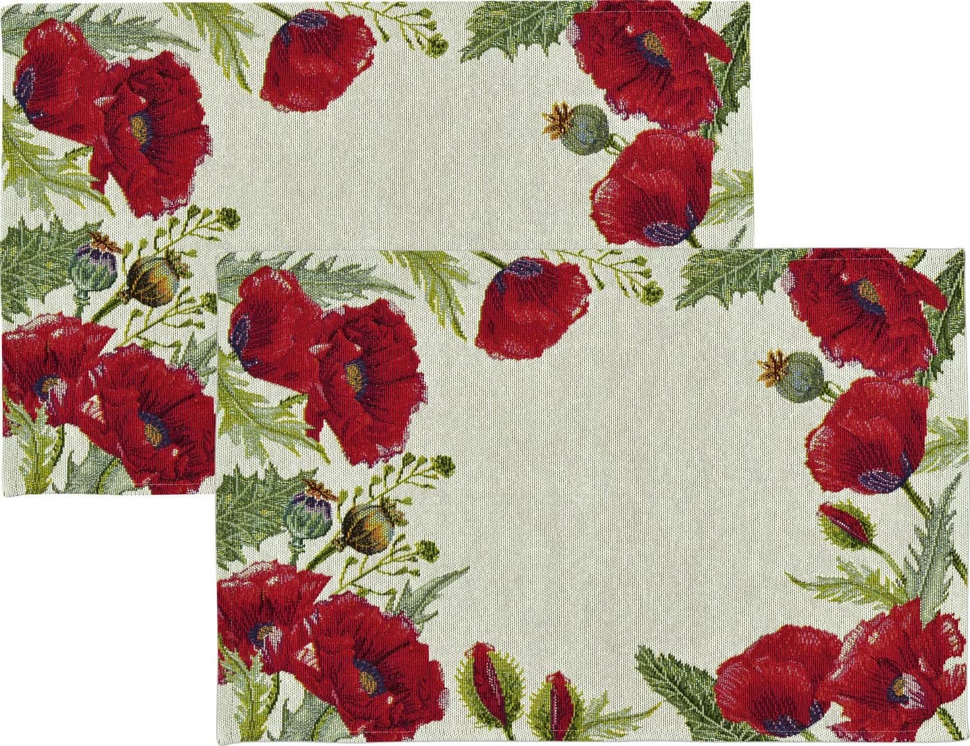 sander table + home Tischset "Poppy fields" 2er-Pack Gobelin Blumenrot
