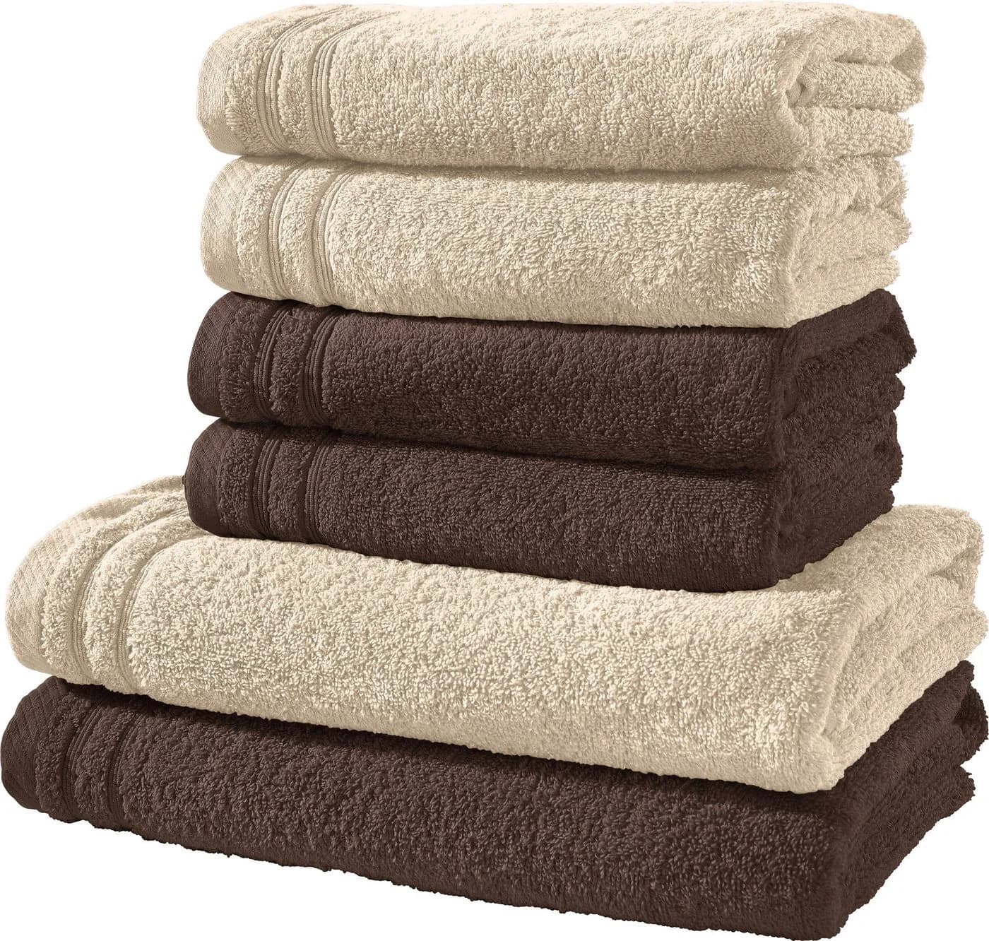 Erwin Müller Handtuch-Set 6-teilig Beige/Braun Walk-Frottier Uni - Bild 2