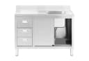Royal Catering Spülenschrank Edelstahl mit Becken und Schubladen Bild 5