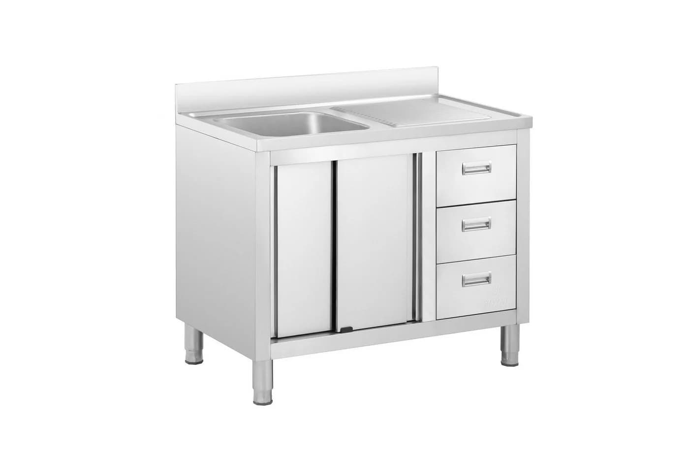 Royal Catering Spülenschrank Edelstahl mit Becken und Stauraum - Bild 2