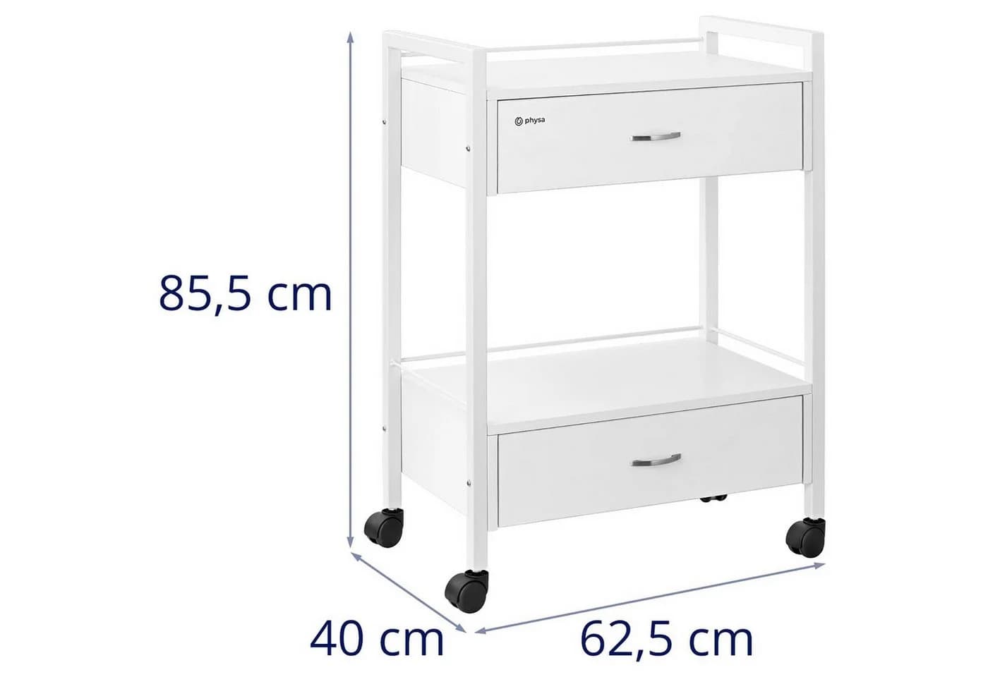 Physa Rollwagen Kosmetikwagen Weiß 2 Schubladen 30 kg Tragfähigkeit - Bild 5