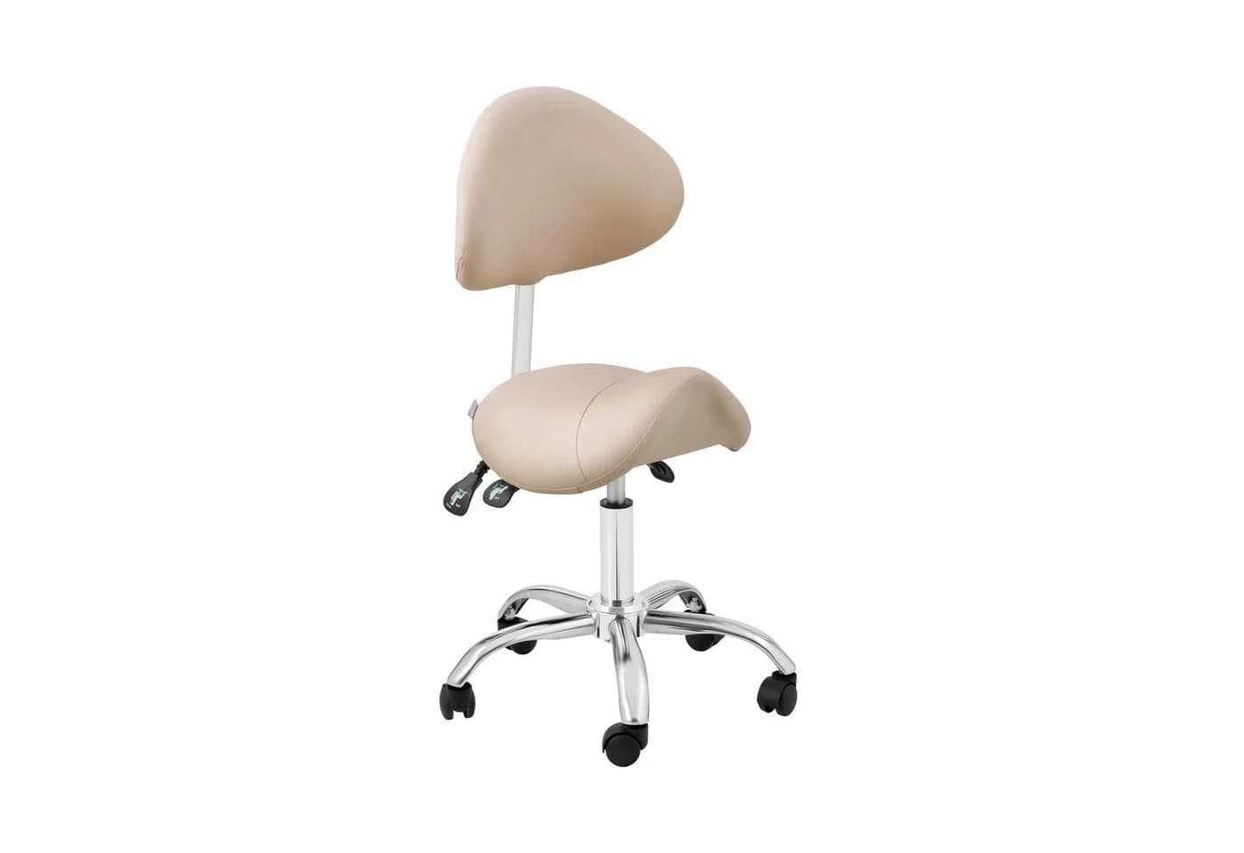 Physa Sattelstuhl Creme & Silbern mit Lehne und Rollen - Bild 2