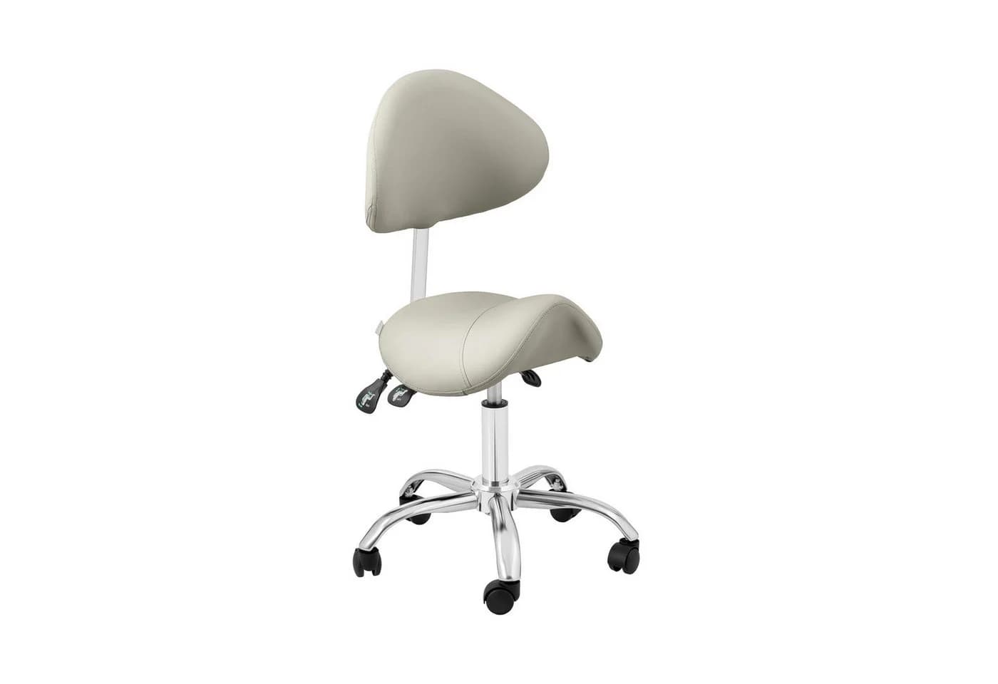 Physa Sattelstuhl Sattelhocker mit Lehne Rollhocker Grau & Silbern - Bild 2