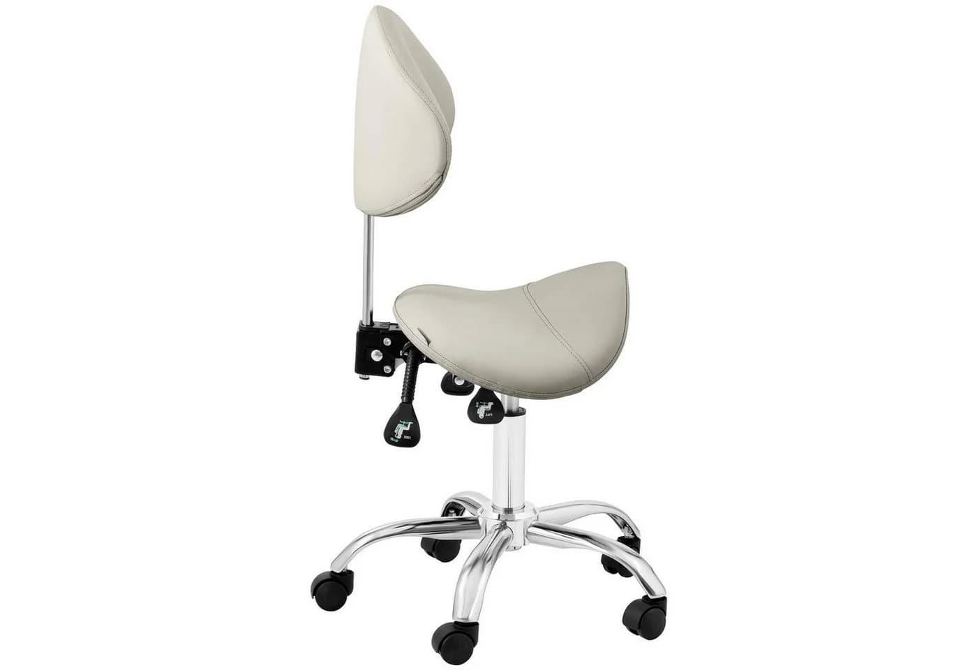 Physa Sattelstuhl Sattelhocker mit Lehne Rollhocker Grau & Silbern - Bild 5