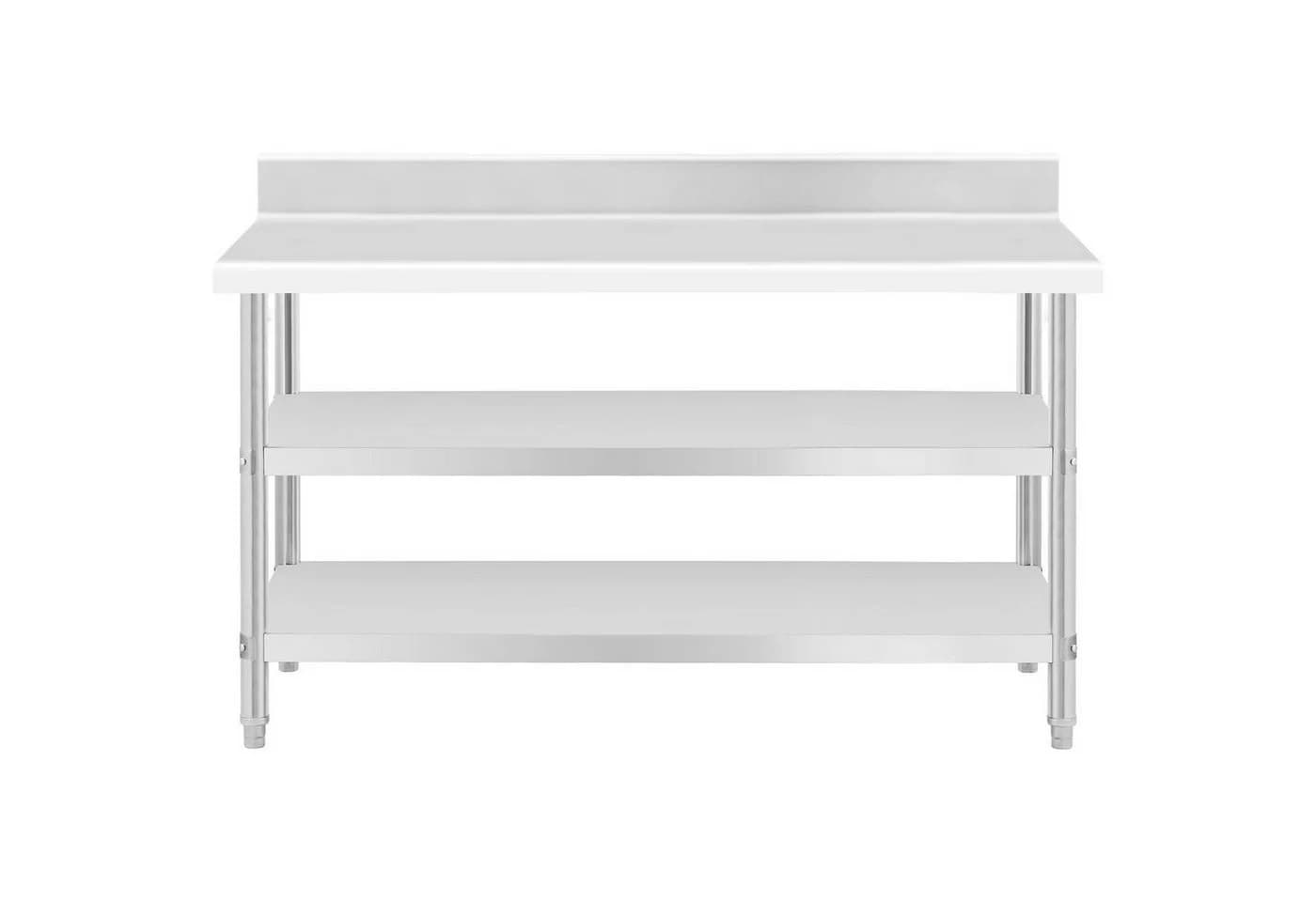 Royal Catering Arbeitstisch Edelstahl 150x70 cm mit Aufkantung 2 Ablagen - Bild 4