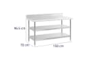Royal Catering Arbeitstisch Edelstahl 150x70 cm mit Aufkantung 2 Ablagen Bild 5