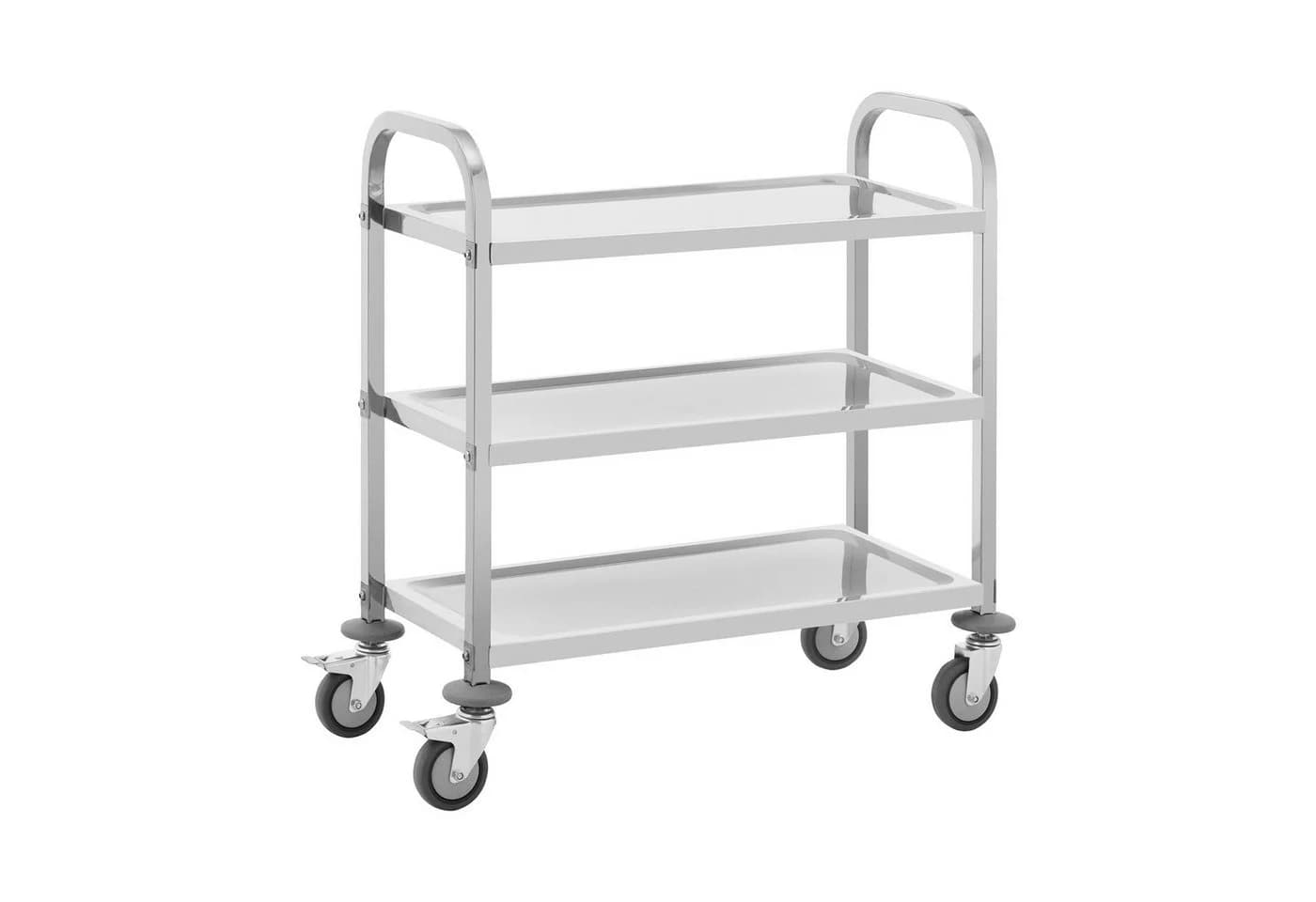 Royal Catering Servierwagen 3 Ebenen Küchenwagen Küchenrollwagen Lenkrollen Edelstahl 81 kg Gastro - Bild 2