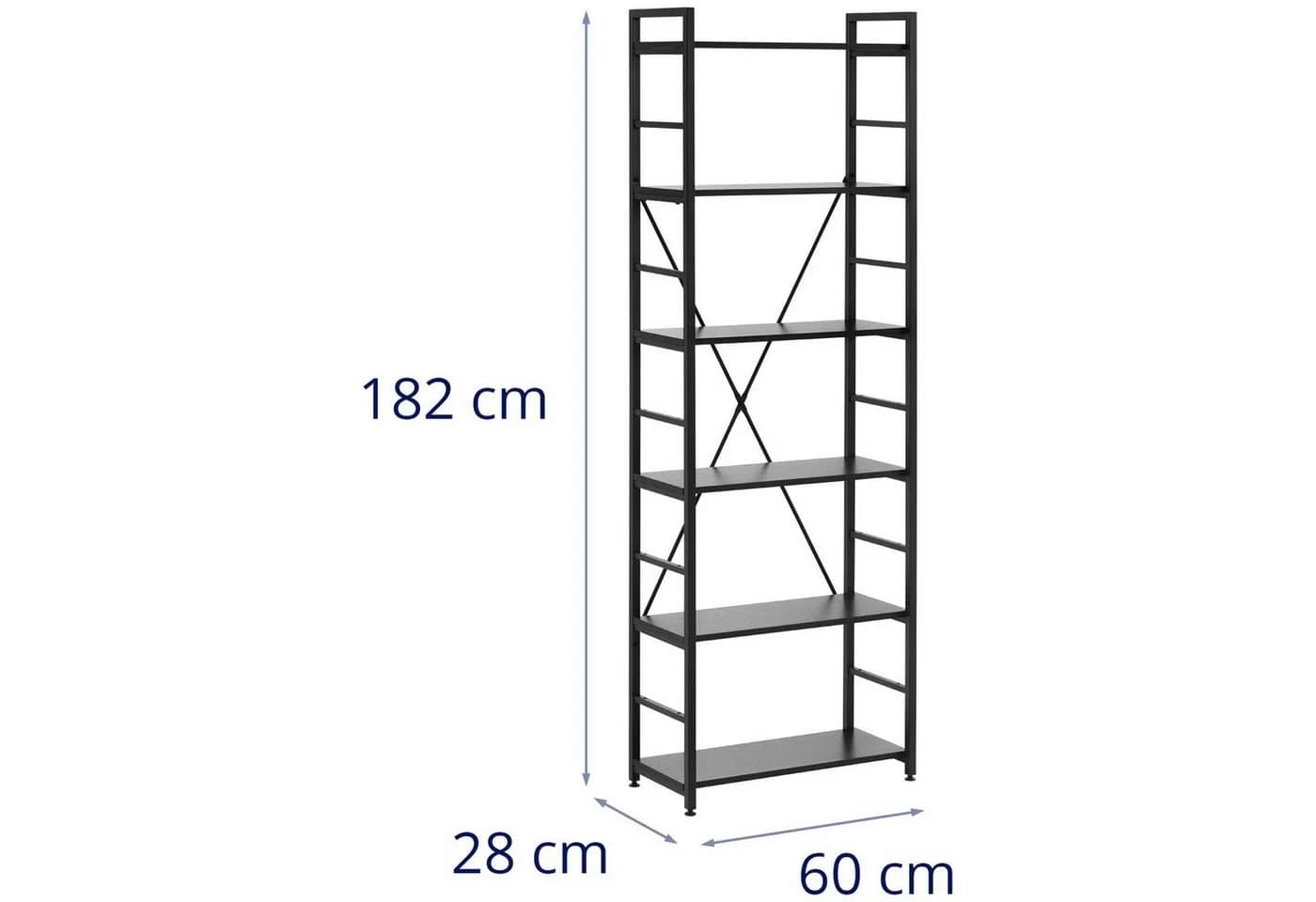 Fromm&Starck Bücherregal Standregal 6 Ebenen Schwarz Stahl - Bild 5