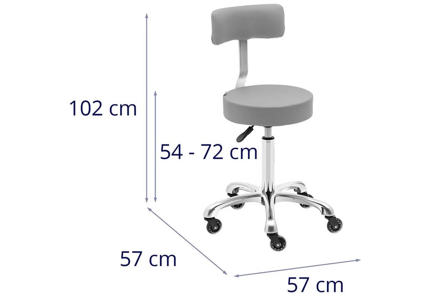 Physa Rollhocker WELLS DARK GRAY höhenverstellbar mit Rollen - Bild 5