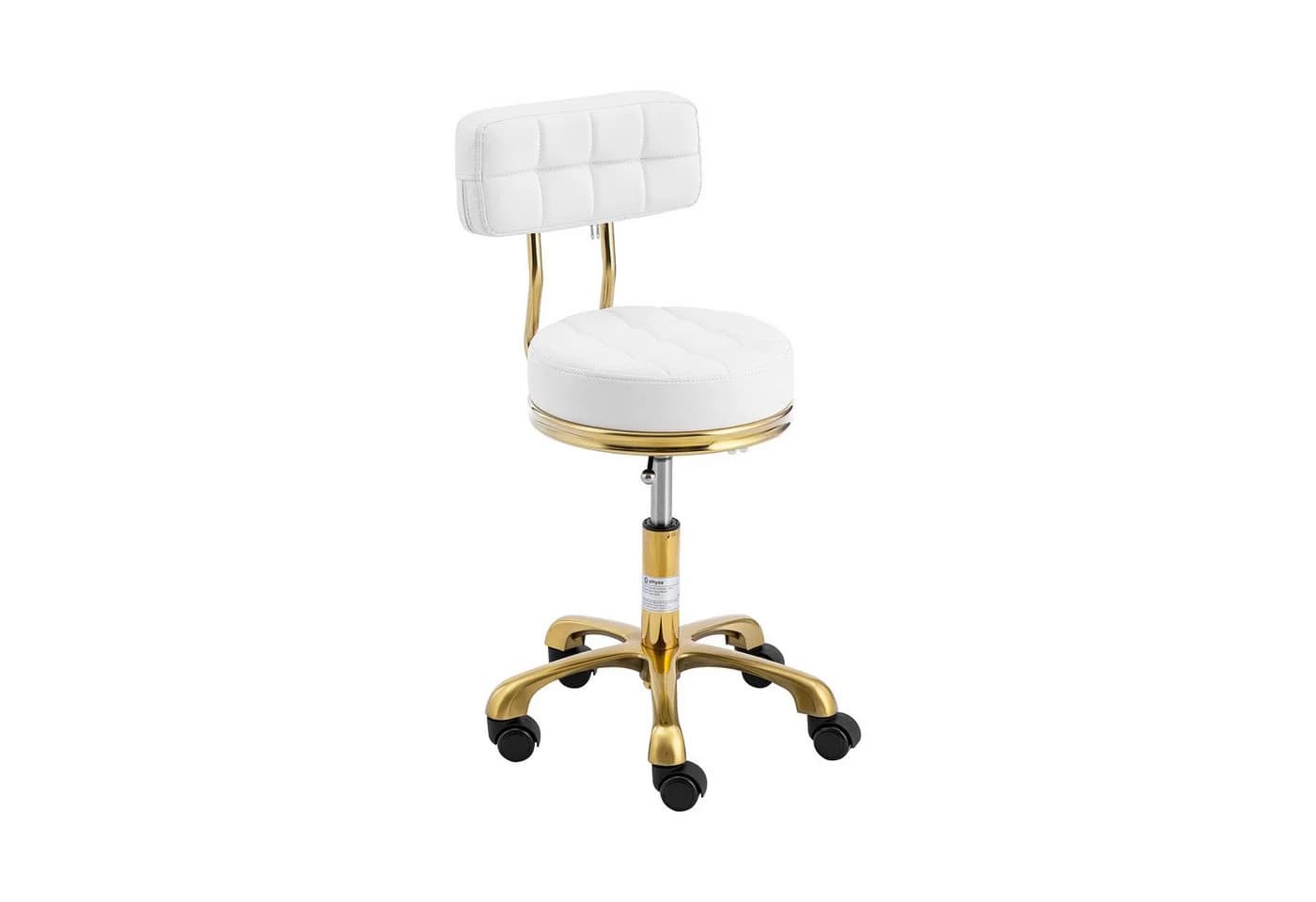 Physa Rollhocker mit Lehne höhenverstellbar weiß & gold - Bild 2