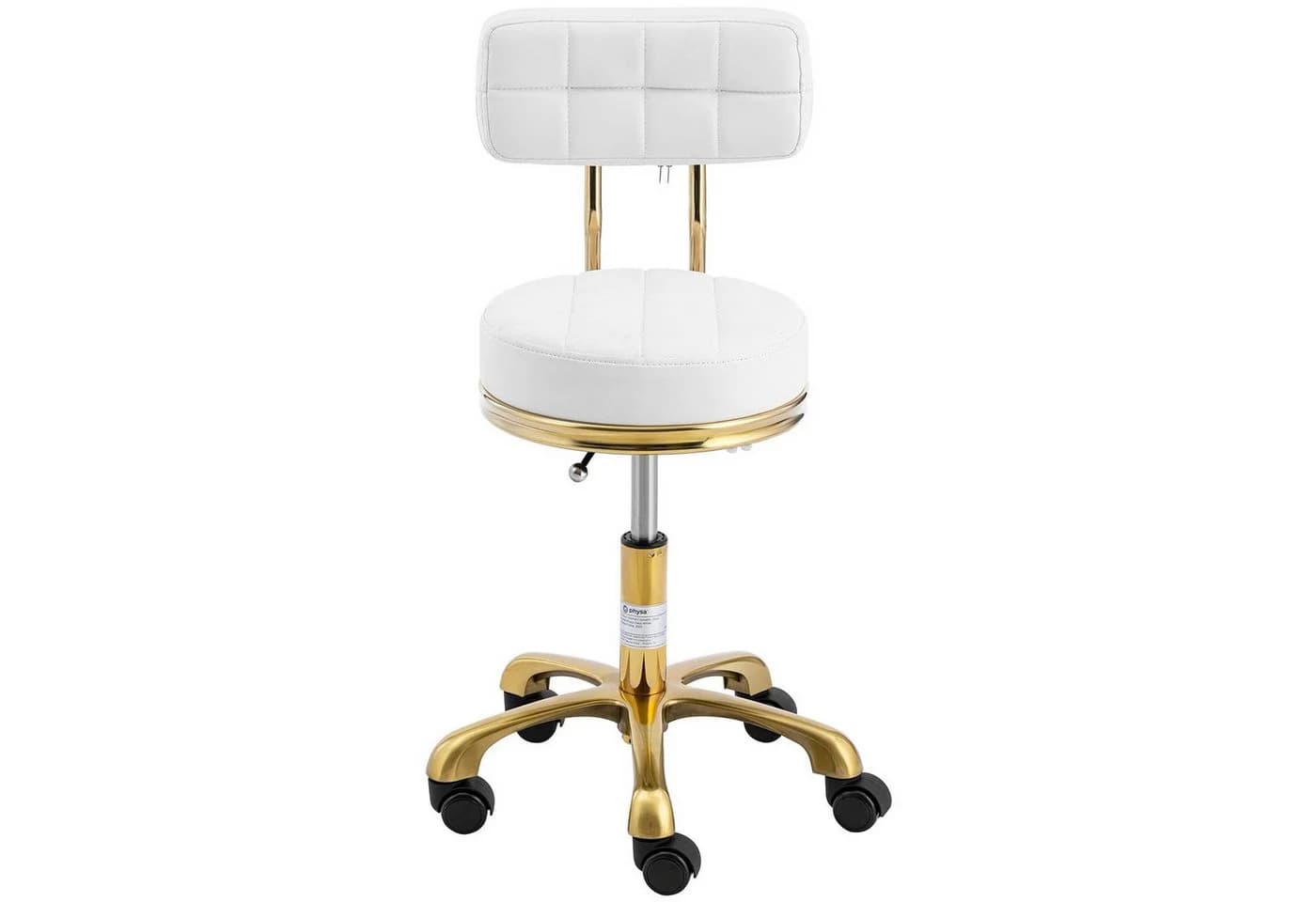 Physa Rollhocker mit Lehne höhenverstellbar weiß & gold - Bild 5