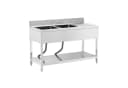 Royal Catering Edelstahlspüle Spültisch 140x60x97 cm 2 Becken Bild 2
