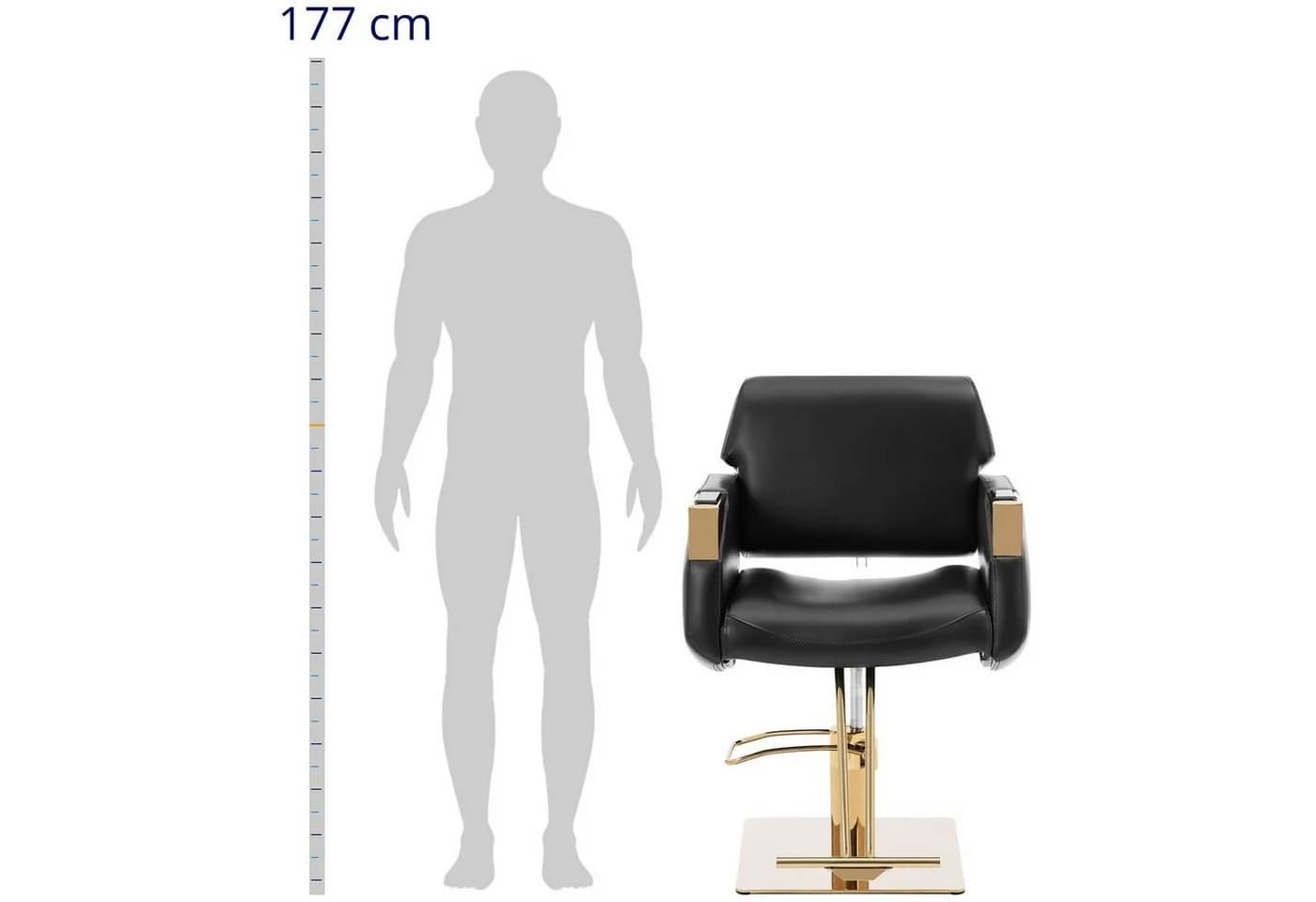 Physa Friseurstuhl mit Fußstütze 200 kg Penryn Black & Gold