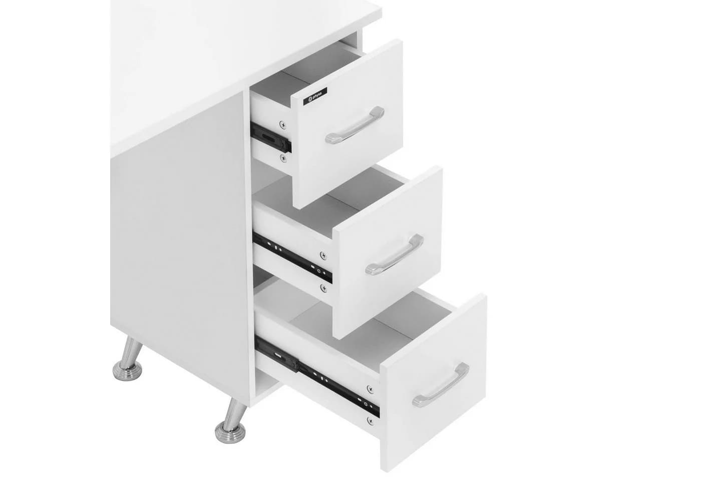 Physa Nageltisch mit Absaugung und 3 Schubladen Weiß/Silber - Bild 4