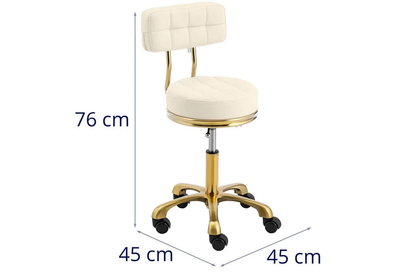 Extrvaganter Rollhocker in Beige und Gold - Bild 5