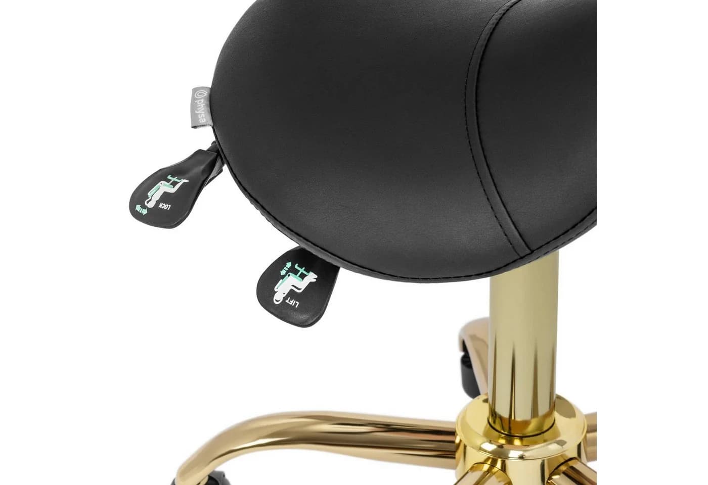 Physa Sattelstuhl mit Lehne Schwarz/Golden höhenverstellbar