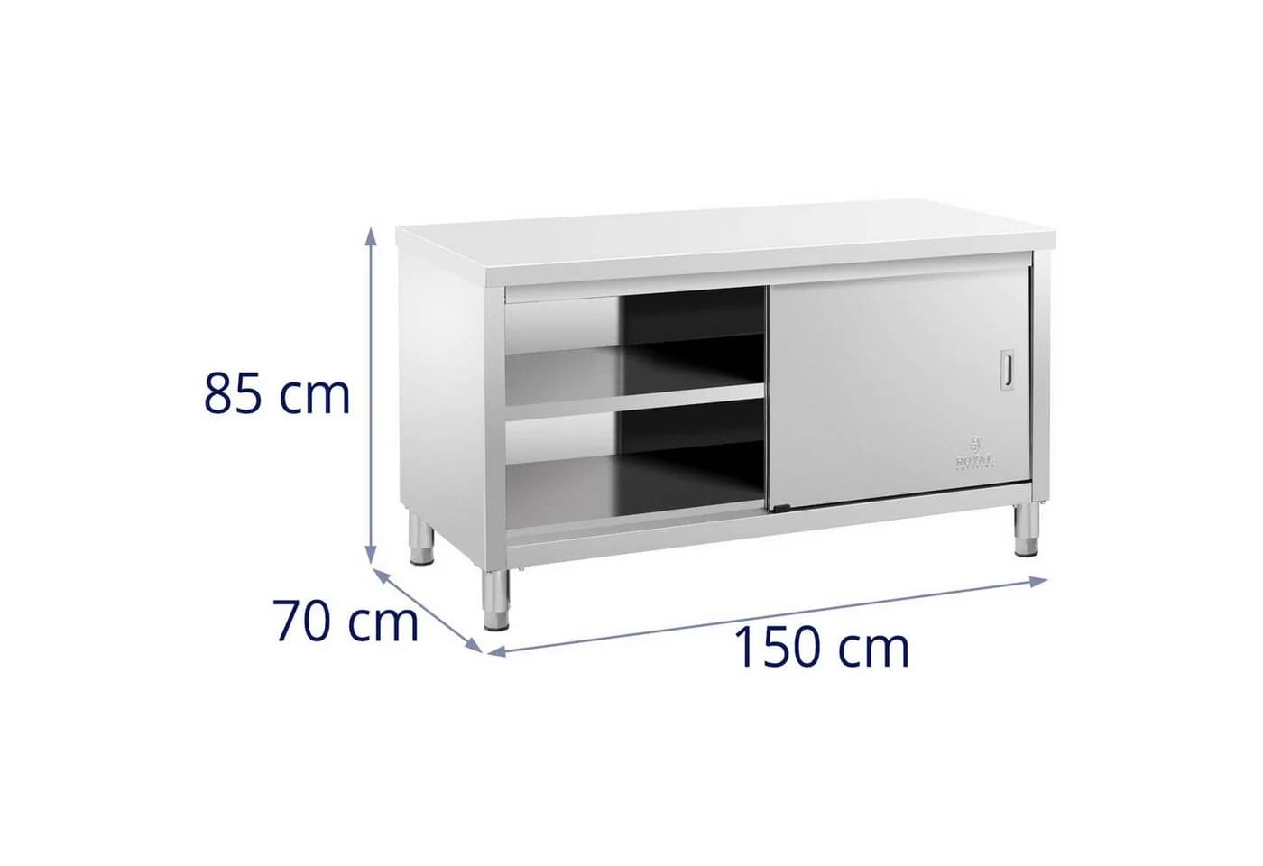 Royal Catering Arbeitstisch 150x70 cm Edelstahltisch Schiebetüren Gastro - Bild 5