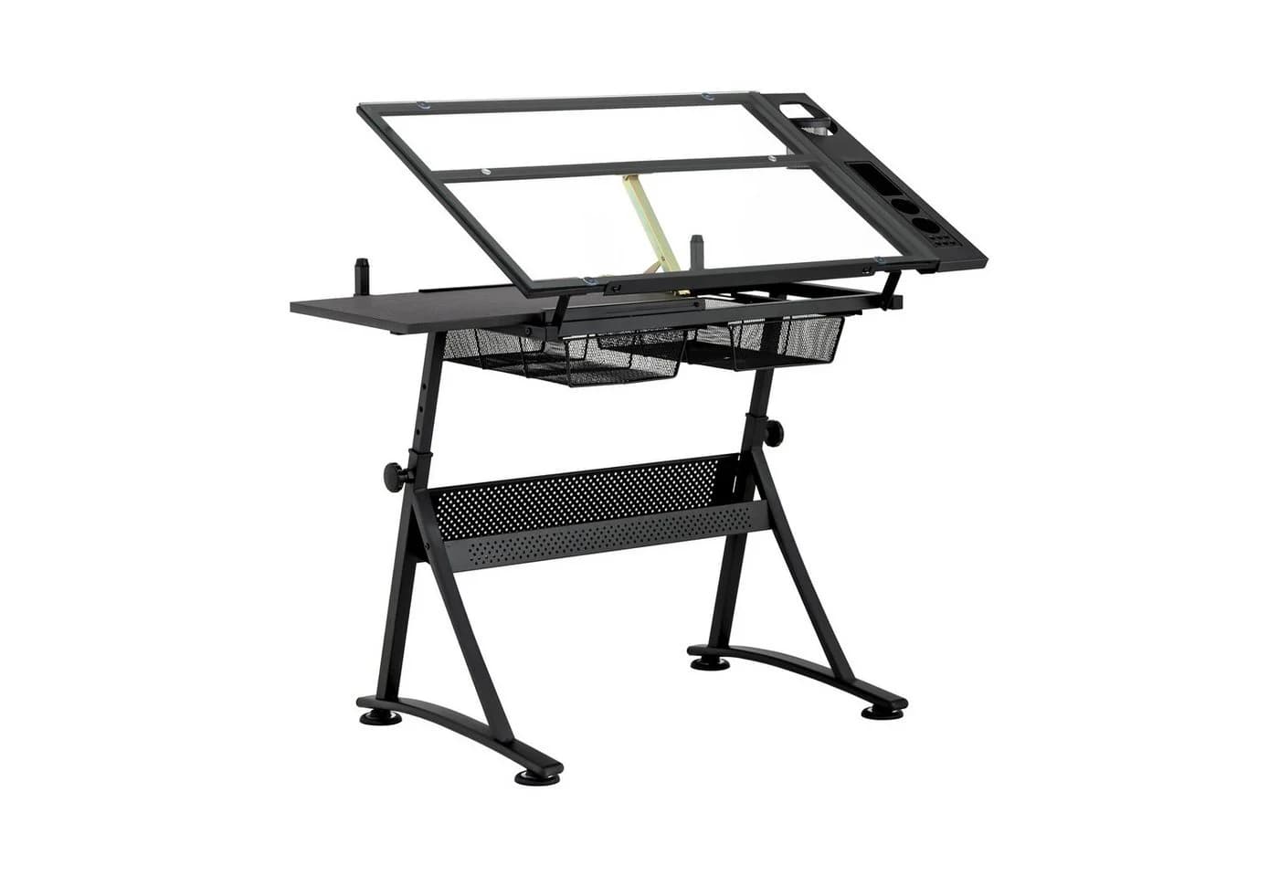 Fromm&Starck Zeichentisch 120x60 cm Neigbar Glasplatte Schwarz - Bild 2