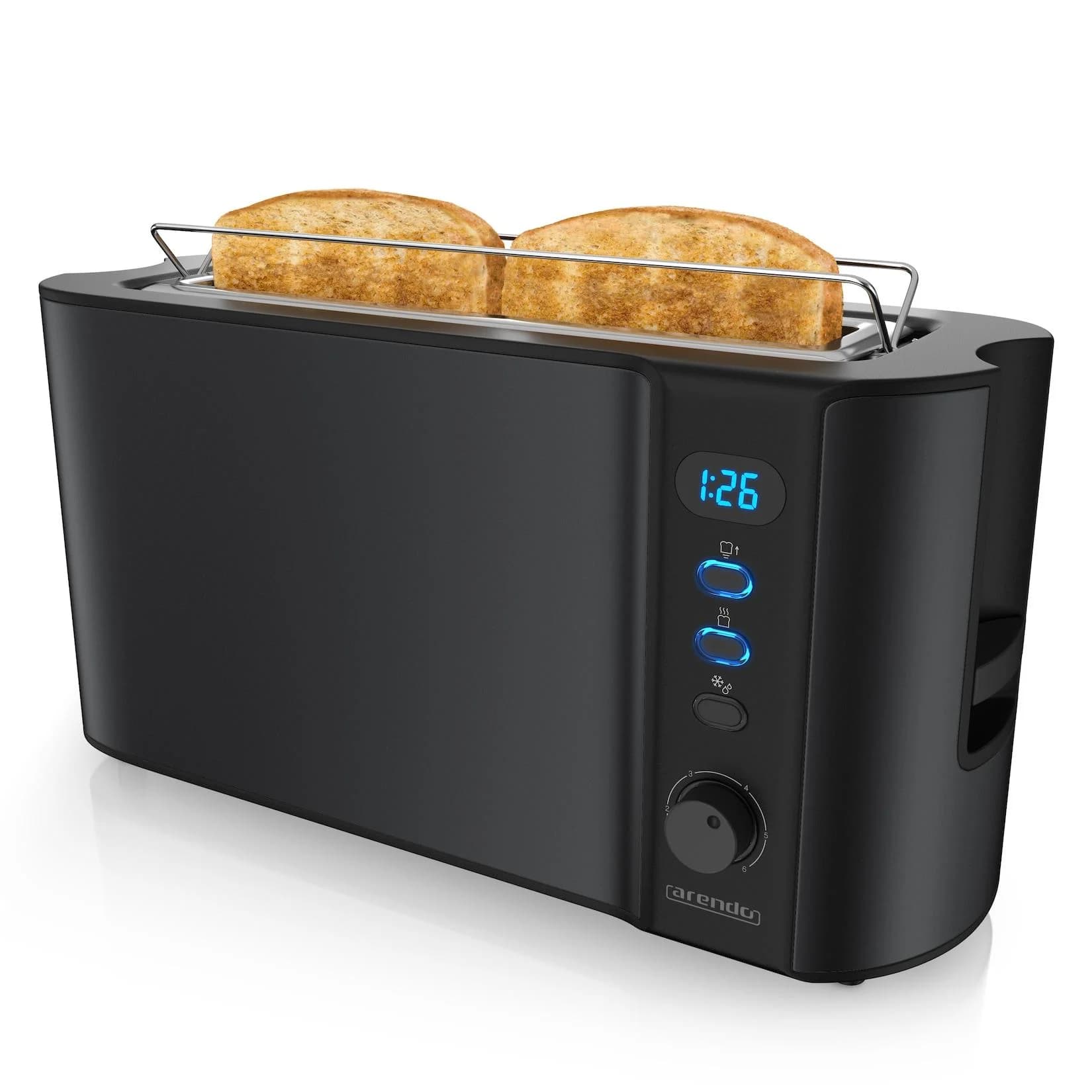 Arendo Automatik Toaster 2 Scheiben 1000W Schwarz/Silber