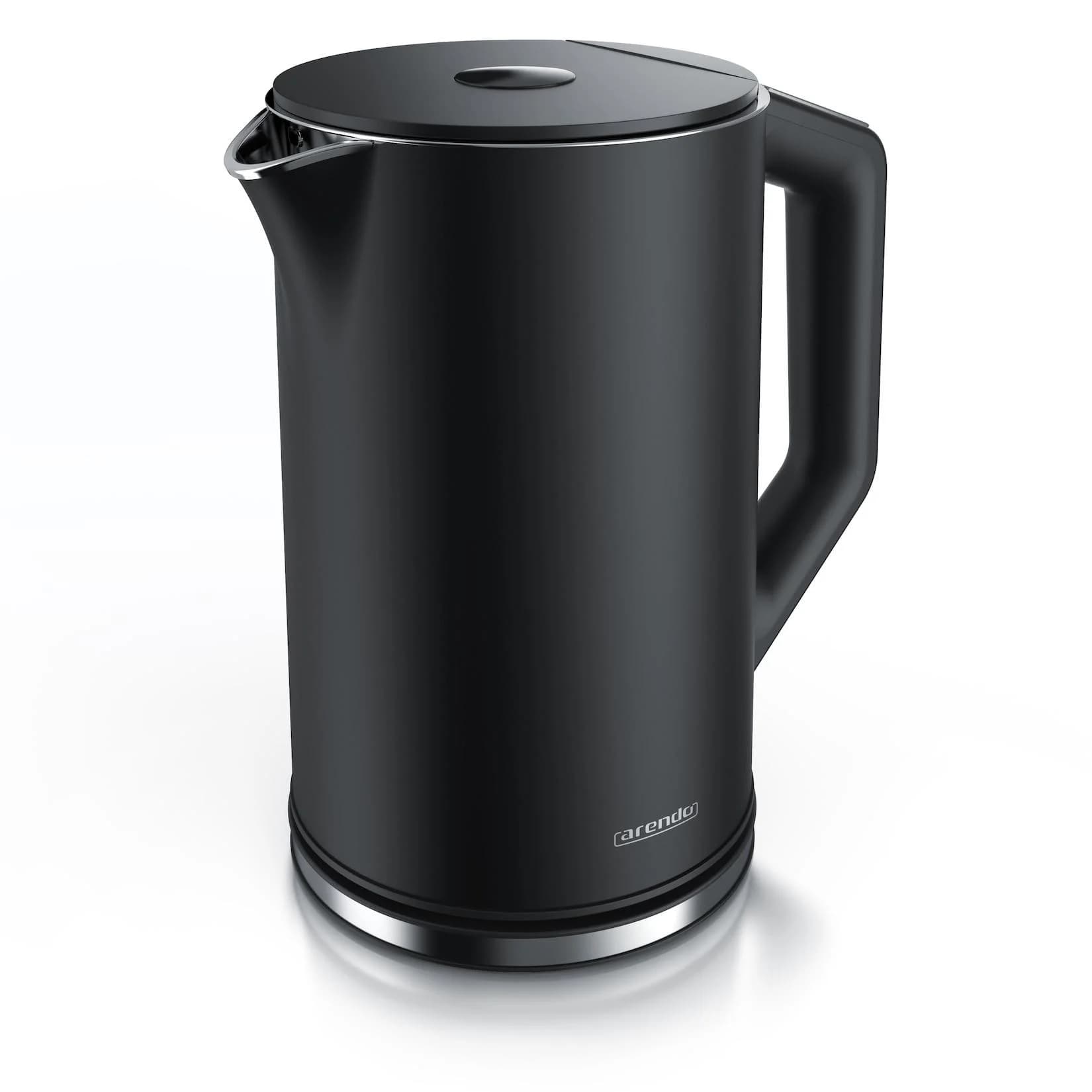 Arendo Wasserkocher 1,5 Liter LED-Display Edelstahl Schwarz