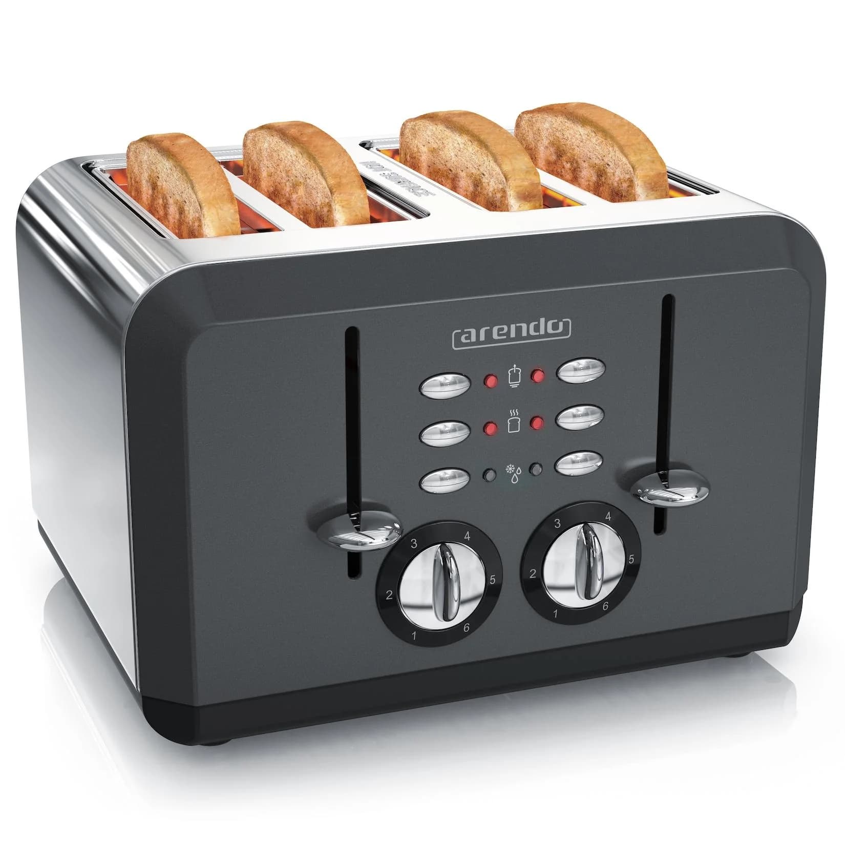 Arendo Toaster 4 Scheiben 1630 W Automatik Edelstahl Grau