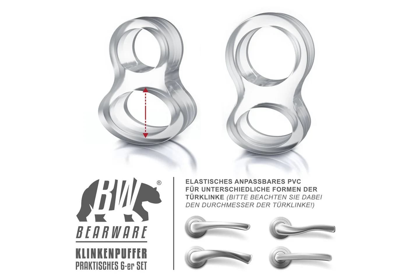 BEARWARE Türklinkenpuffer Transparent 6er Set Silikon Stoßfänger - Bild 4