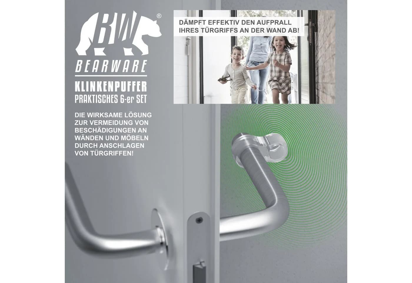 BEARWARE Türklinkenpuffer Transparent 6er Set Silikon Stoßfänger - Bild 5