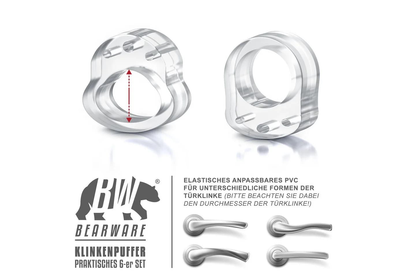 BEARWARE Türklinkenpuffer 6er Set Transparent Silikon - Bild 4