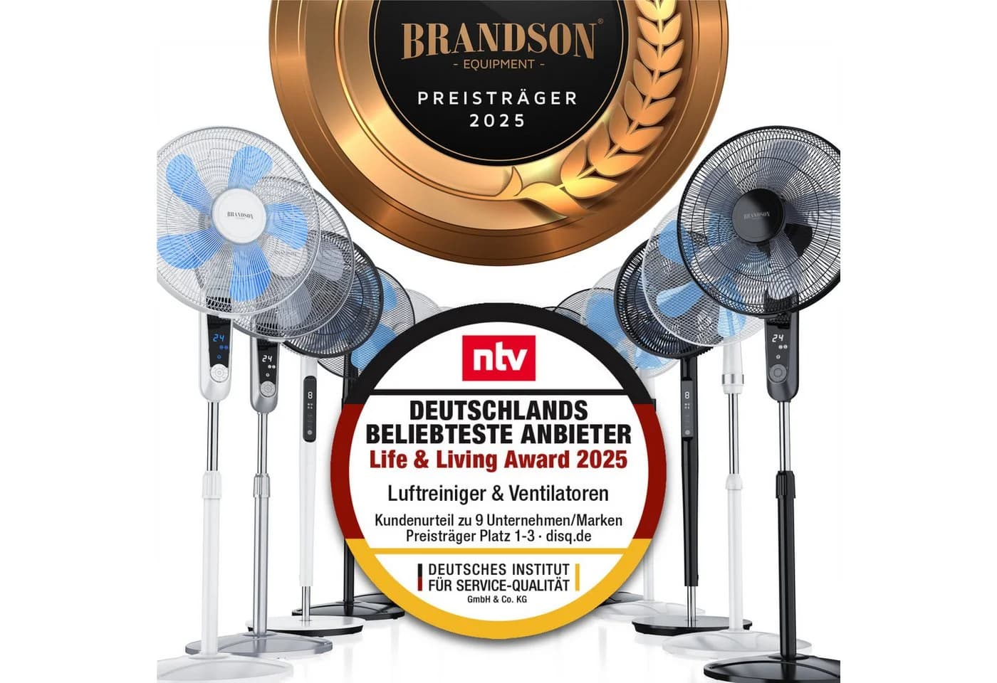 Brandson Standventilator 3 Leistungsstufen höhenverstellbar 50 W leise - Bild 2