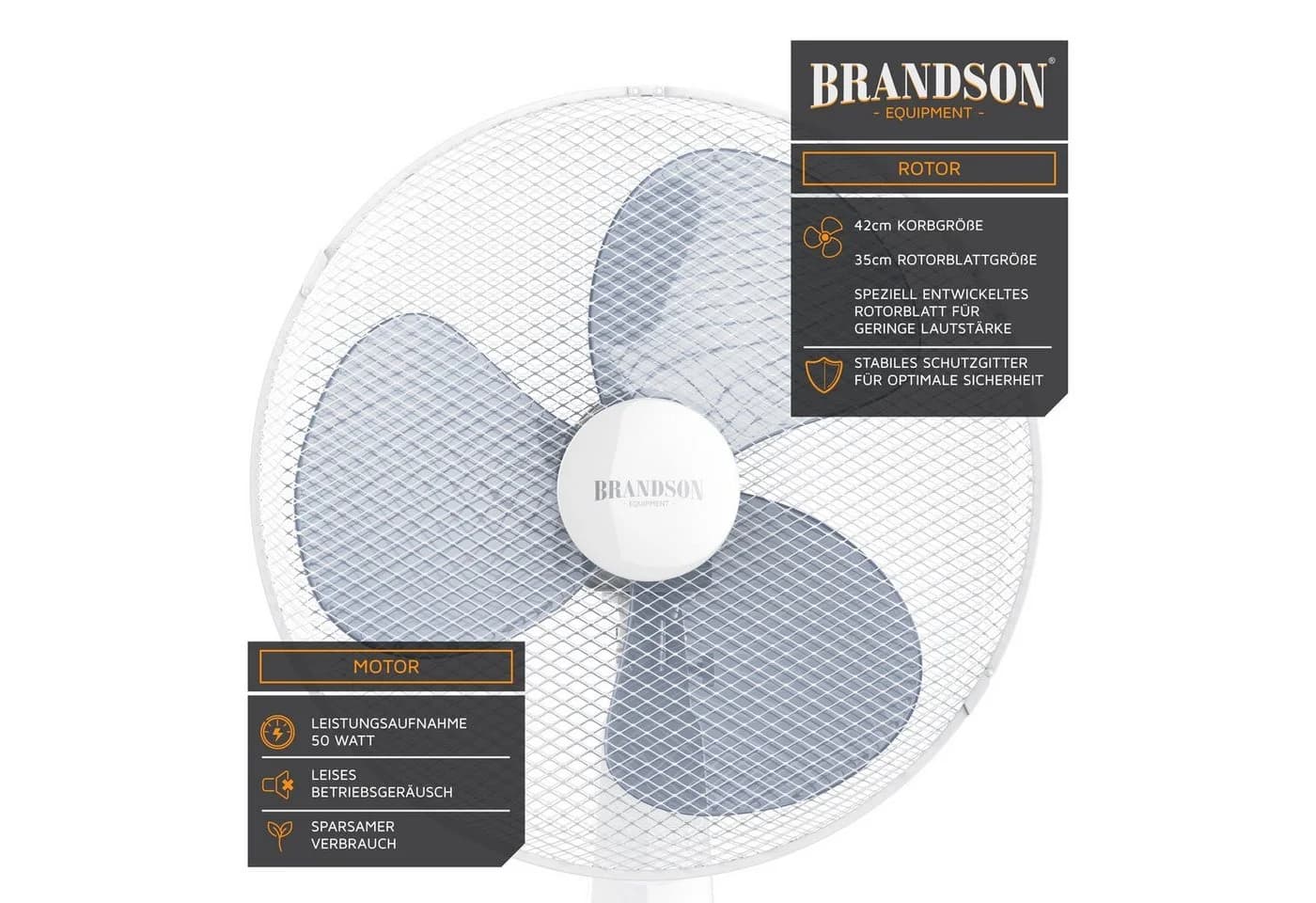 Brandson Standventilator 3 Leistungsstufen höhenverstellbar 50 W leise - Bild 4