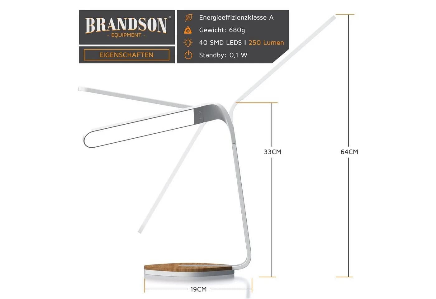 Brandson LED Schreibtischlampe Weiß/Braun Touch Dimmbar Timer - Bild 4