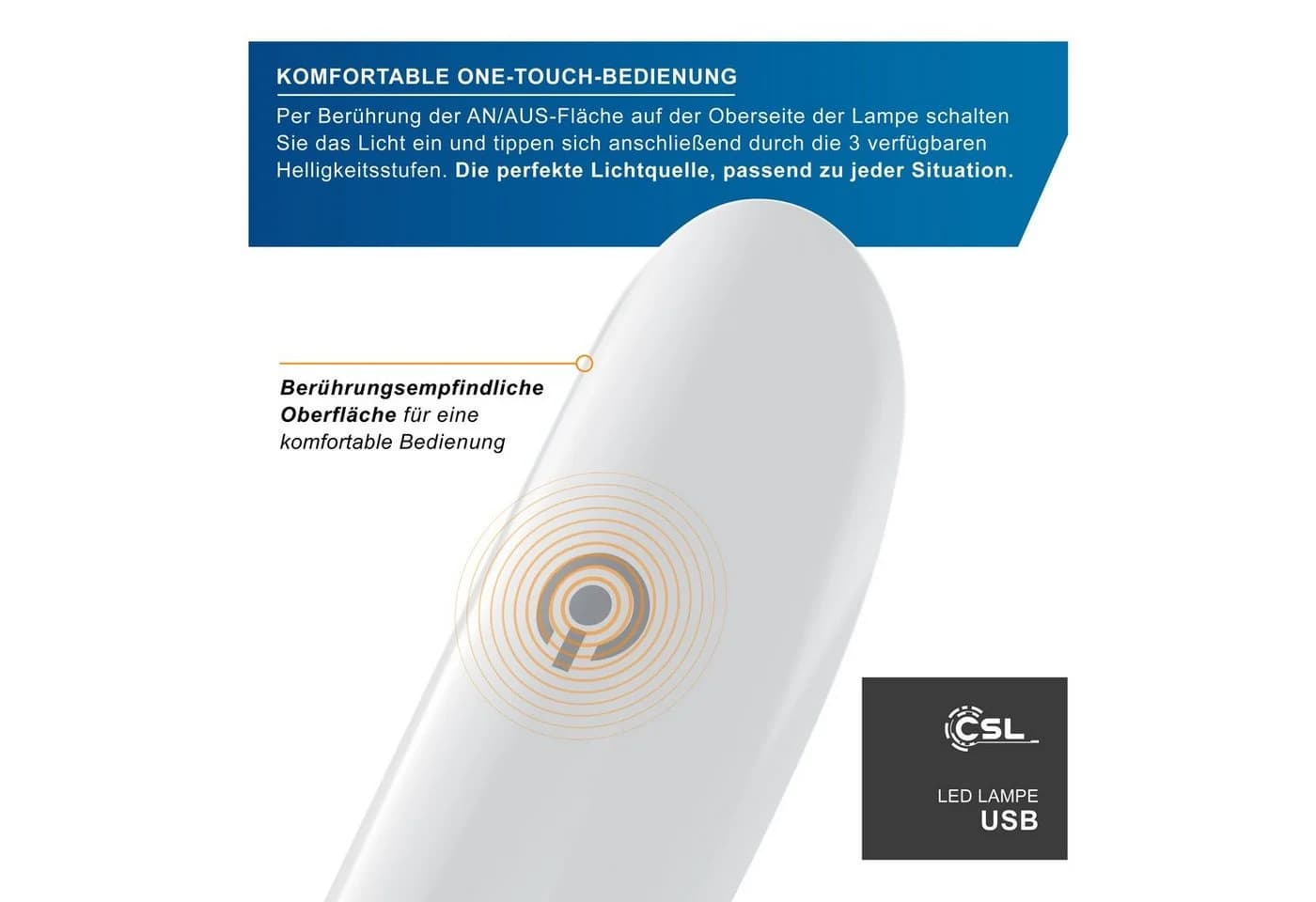 CSL LED Leselampe Weiß Flexibel Schwanenhals USB Anschluss - Bild 4