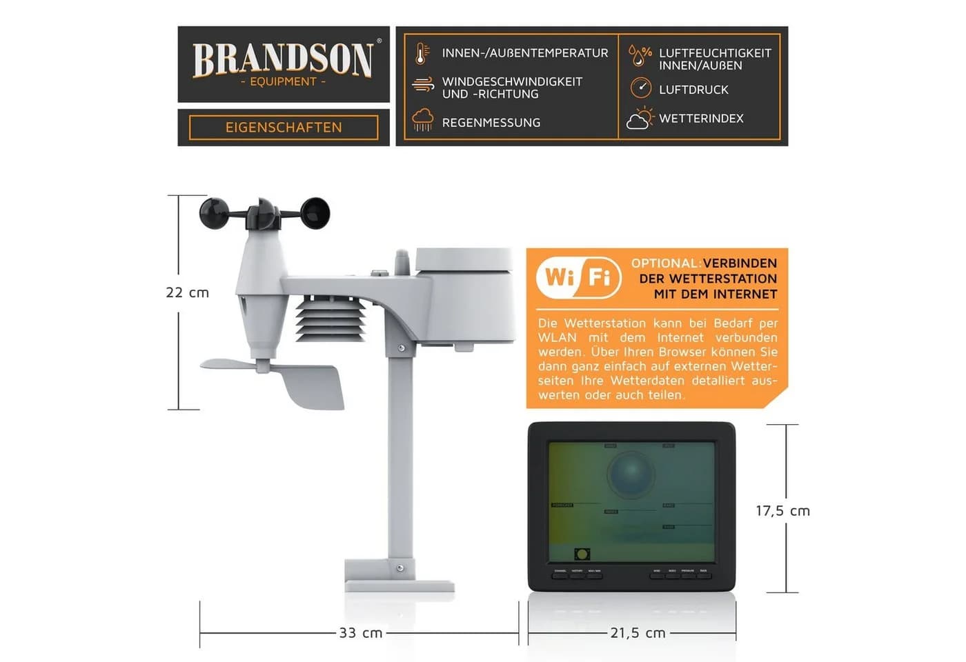 Brandson Wetterstation mit Außensensor, Profi Funkwetterstation mit App - Bild 2