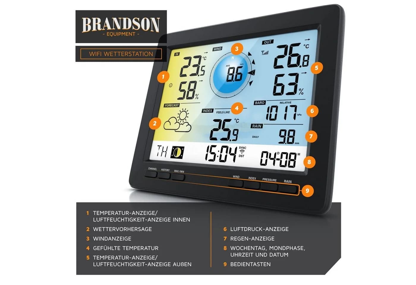 Brandson Wetterstation mit Außensensor, Profi Funkwetterstation mit App - Bild 4