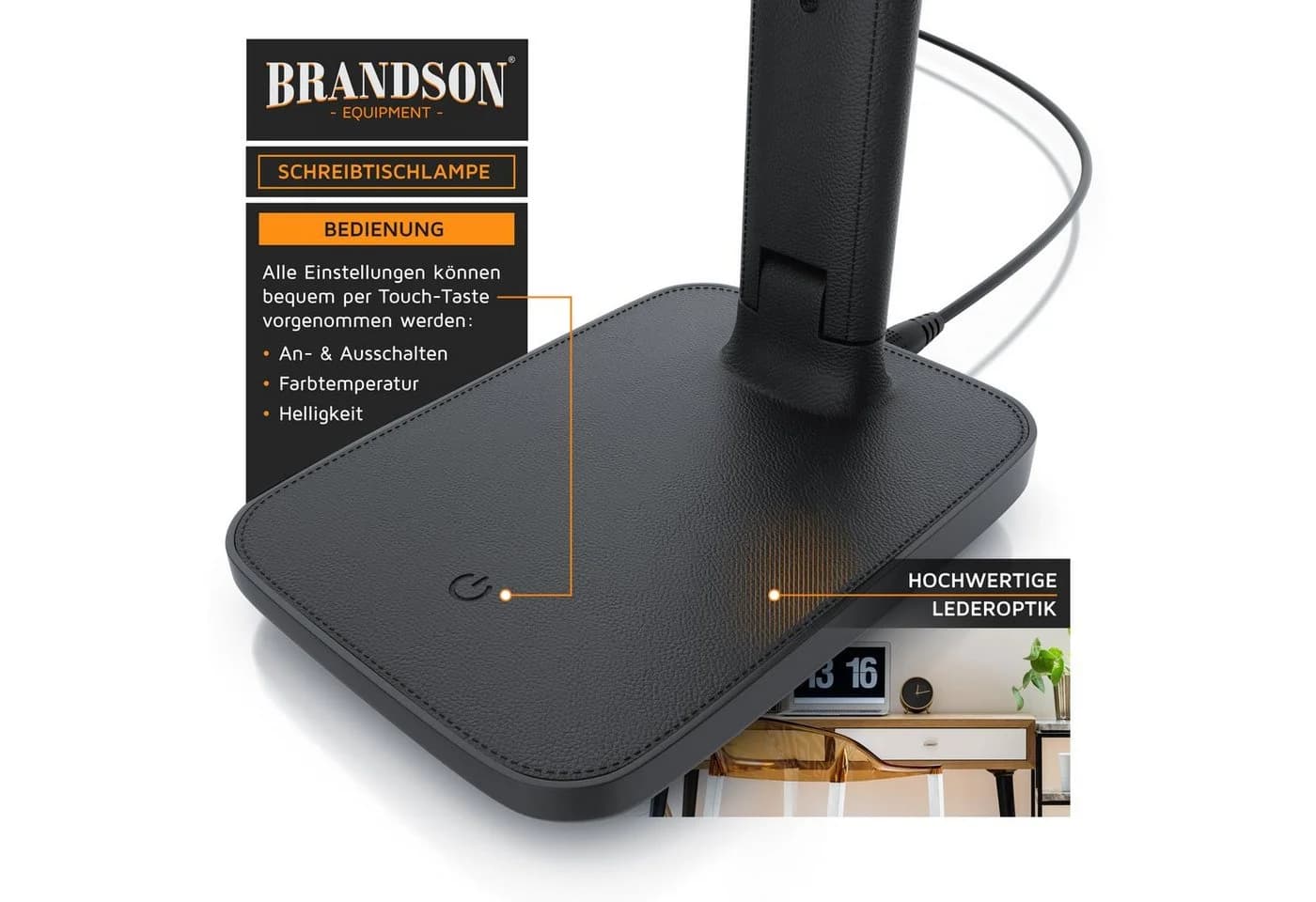 Brandson LED Schreibtischlampe Schwarz Dimmbar Touch Control - Bild 3