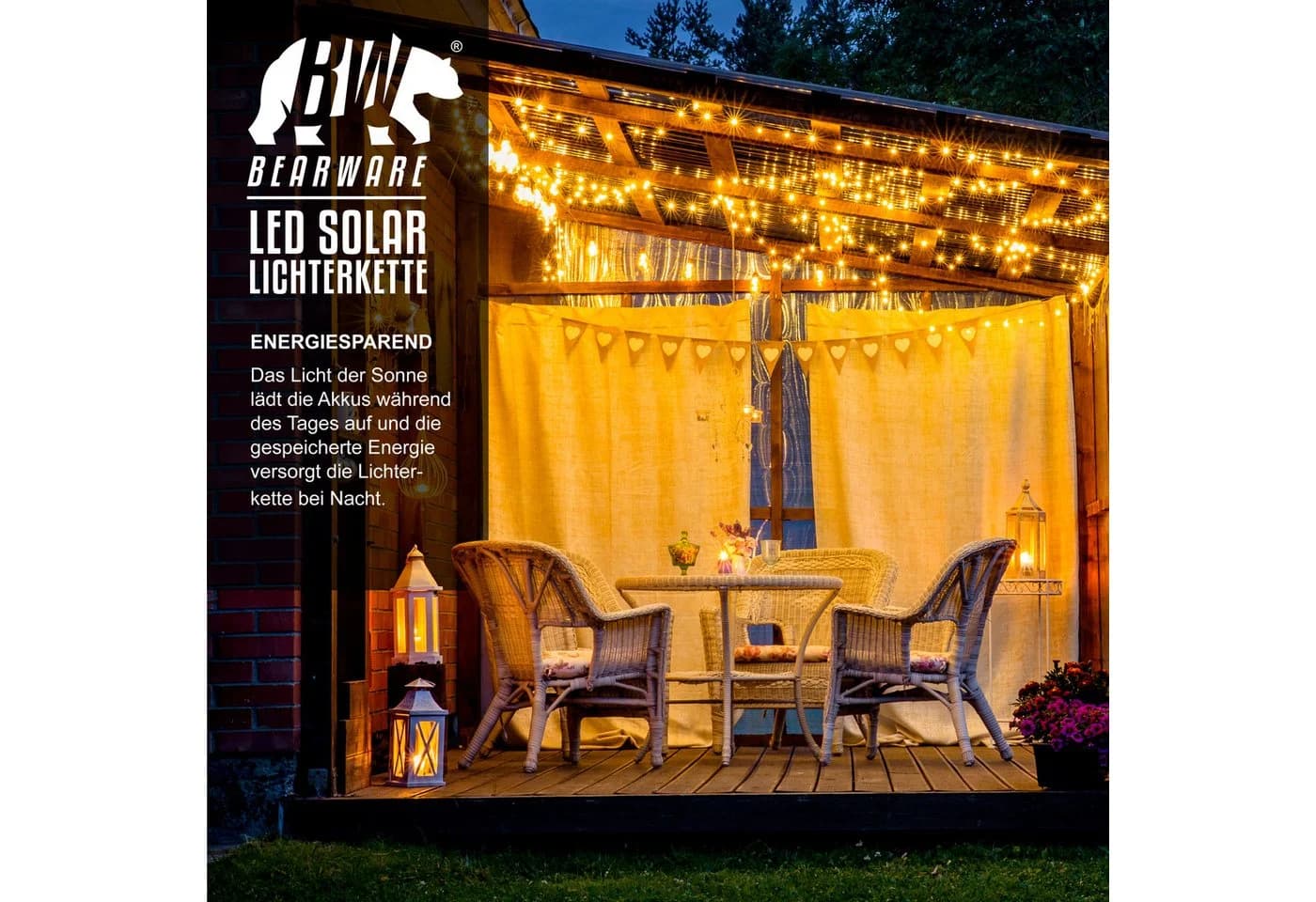 BEARWARE LED-Lichterkette Solar 10m Warmweiß IP44 - Bild 5
