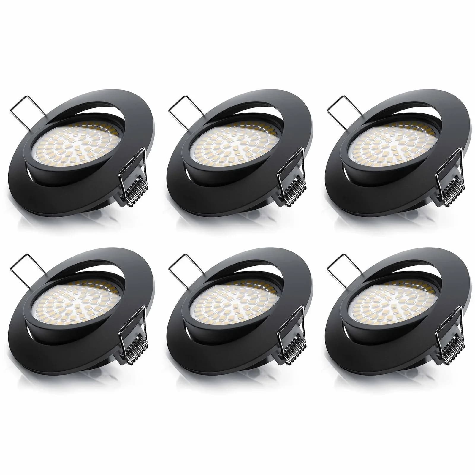 Brandson 6x LED Deckenspots Dimmbar Schwarz Aluminium