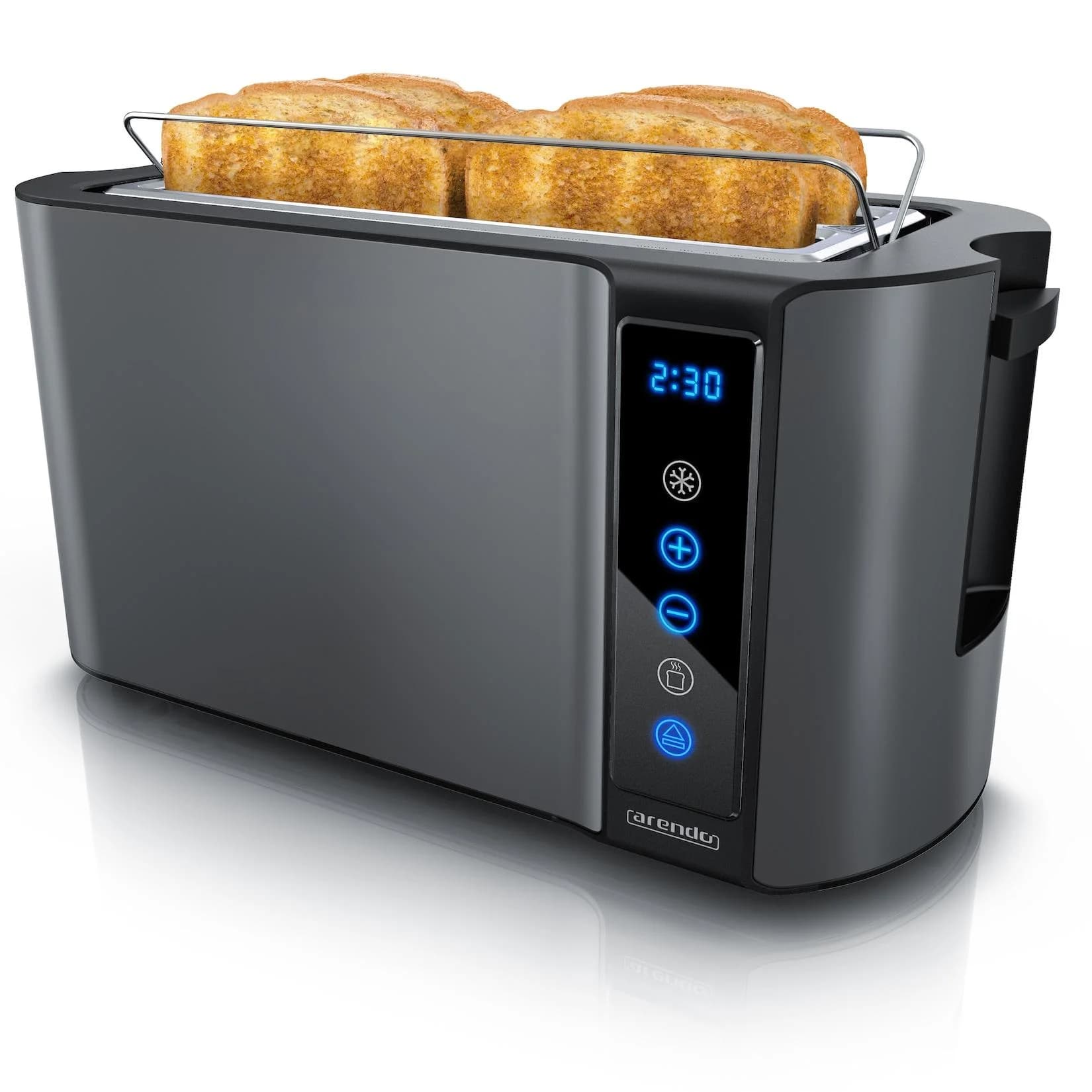 Arendo Langschlitz Toaster 4-Scheiben Touchpanel Grau