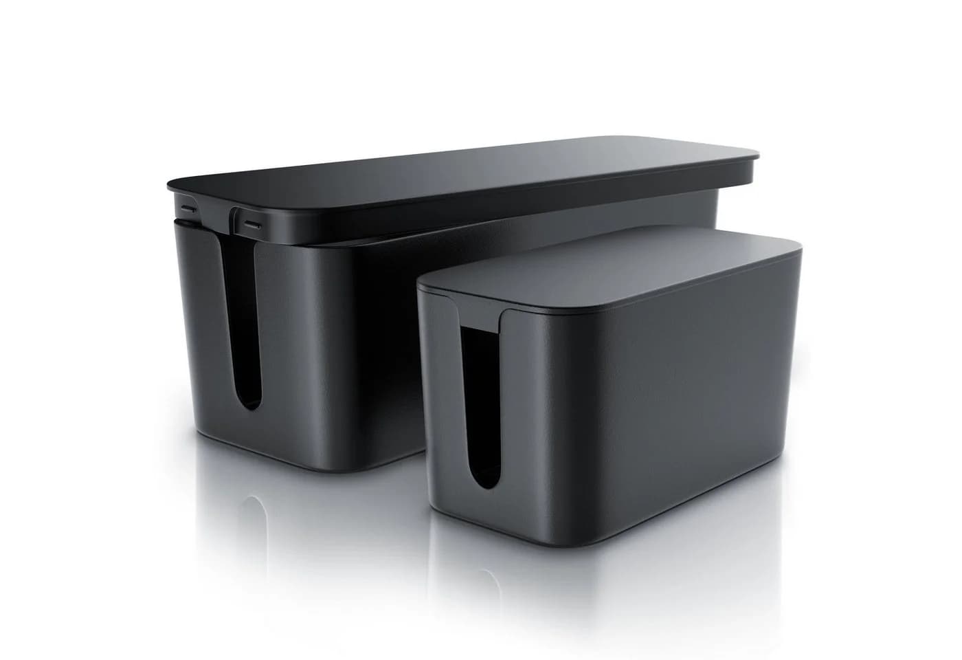 BEARWARE Kabelbox Set 2-tlg. Schwarz mit Gummifüßen - Bild 2