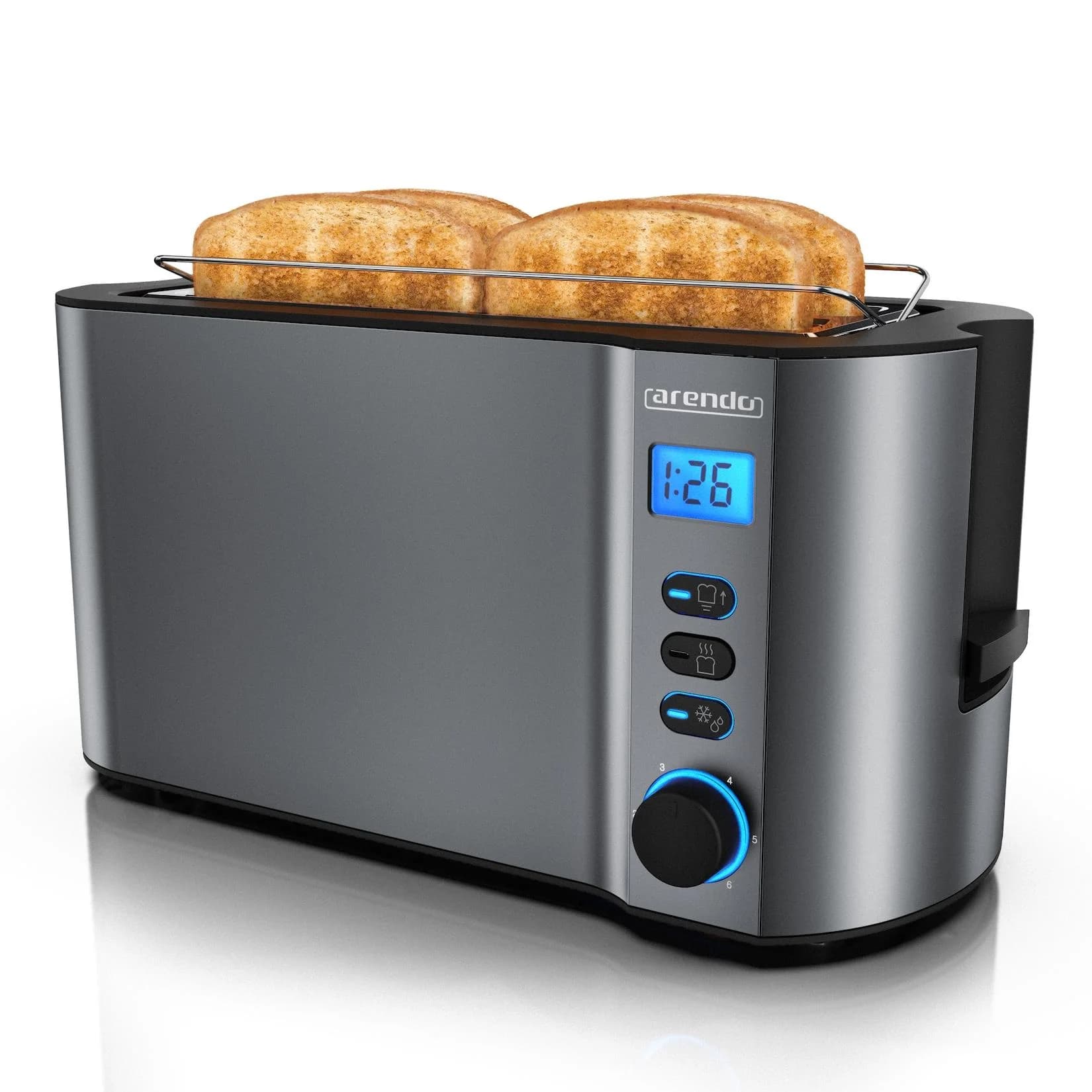 Arendo Langschlitztoaster 4 Scheiben Edelstahl