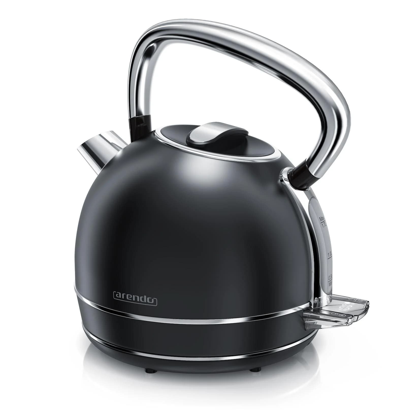 Arendo Wasserkocher 1,7 l 2200 W Edelstahl Retro Style Vintage Schwarz