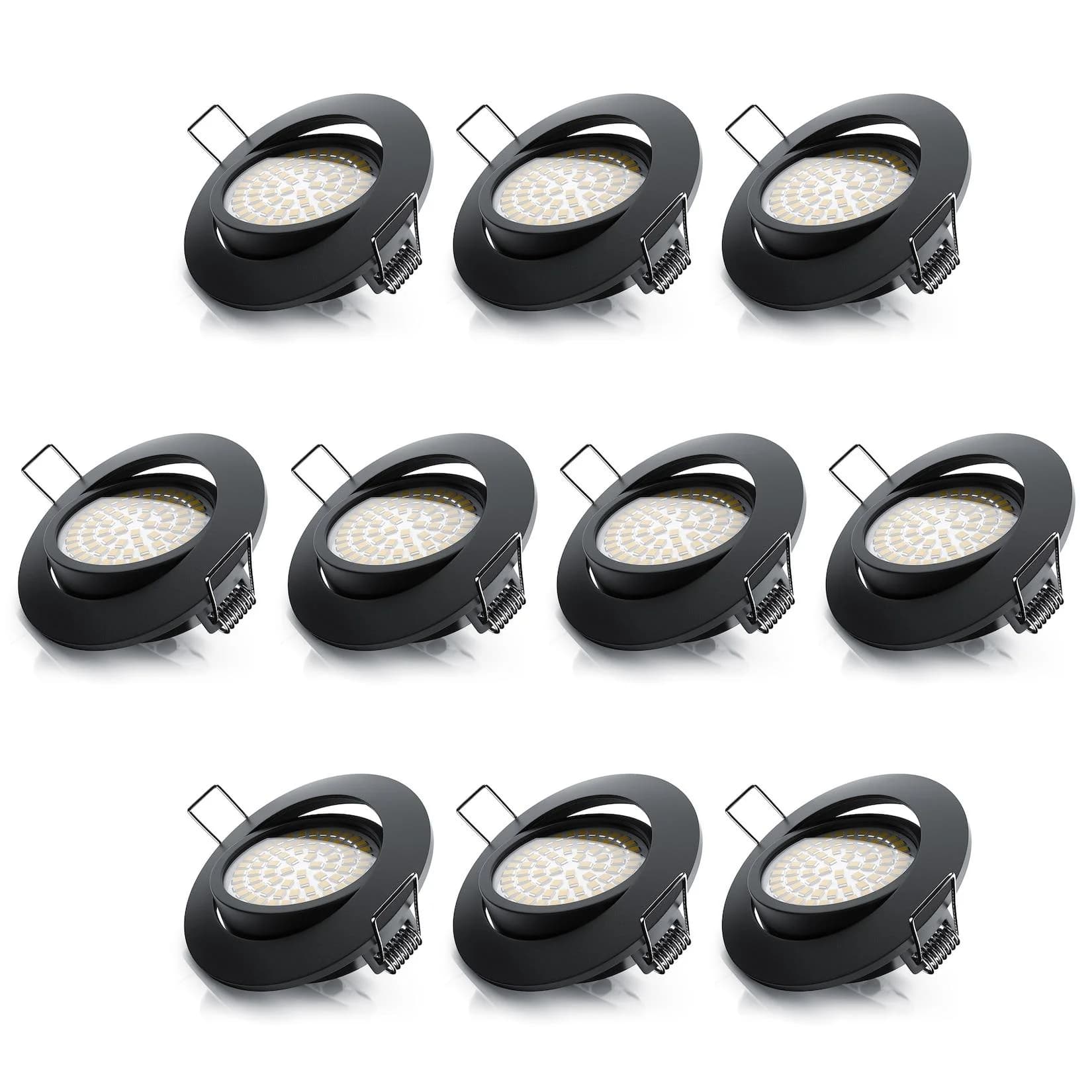 Brandson LED Einbaustrahler 10er Set Dimmbar Schwenkbar Schwarz