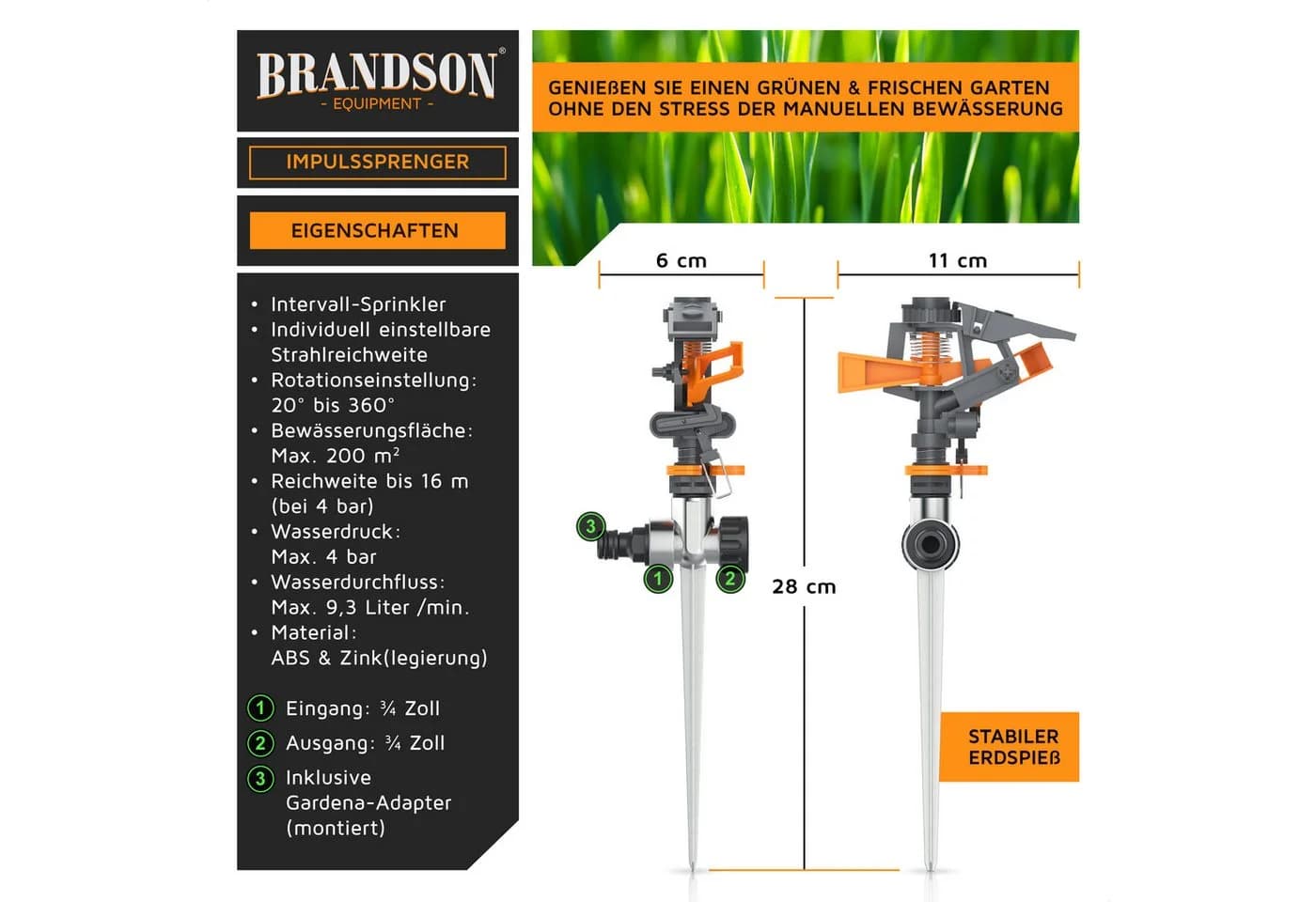Grüner Kunststoff-Sprinkler im modernen Design - Bild 2