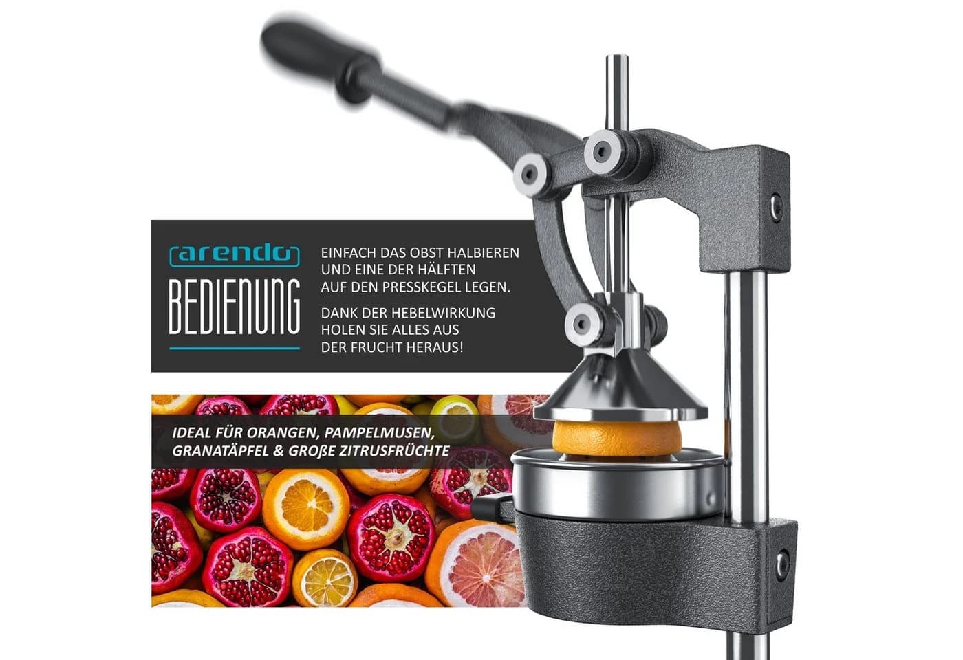 Arendo Handentsafter Edelstahl Obstpresse mit Hebelwirkung - Bild 4